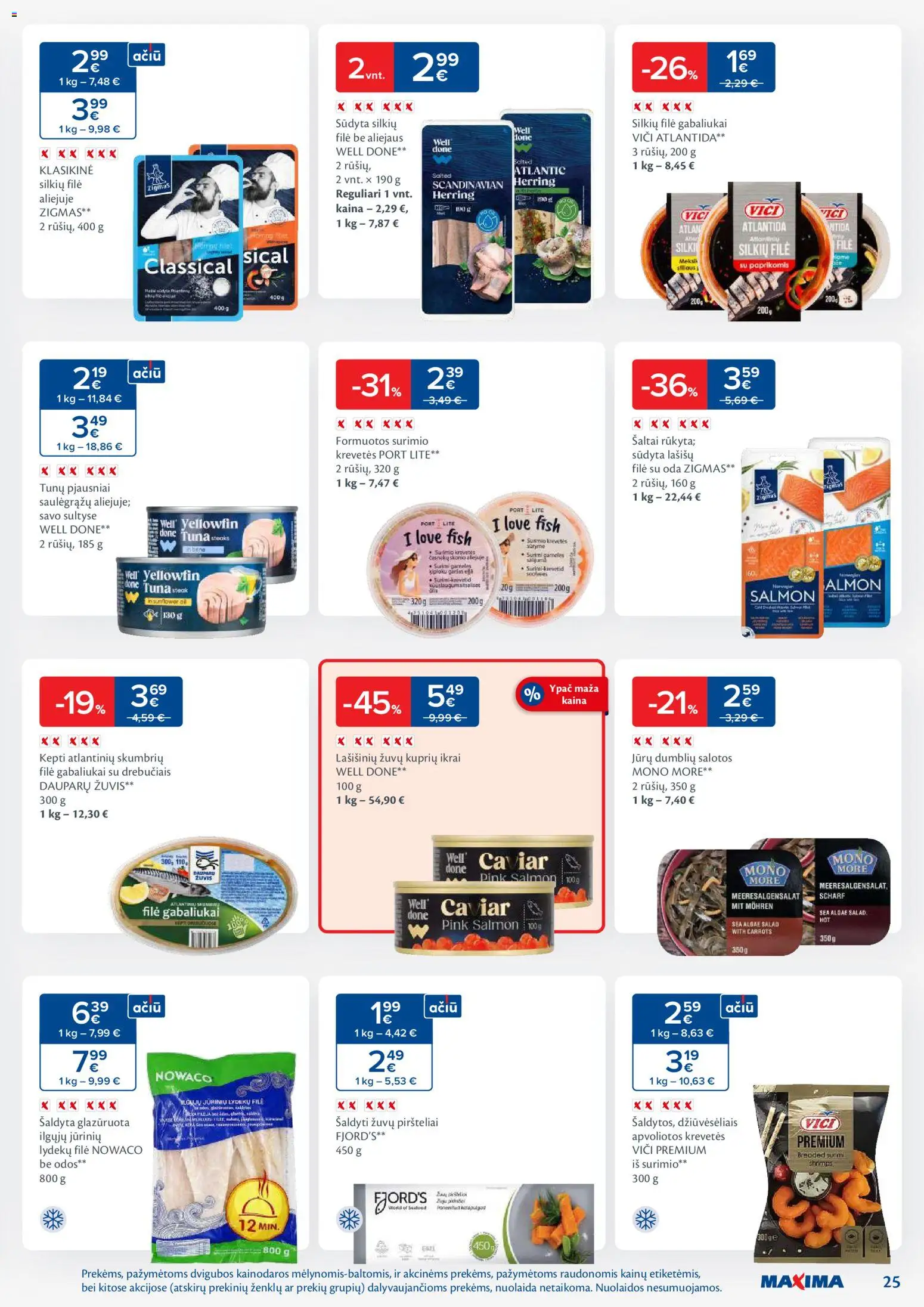 MAXIMA akcijos nuo 25.11.2025 | Puslapis: 25 | Prekių: Silkių filė, Lašišų filė, Žuvis, Ikrai
