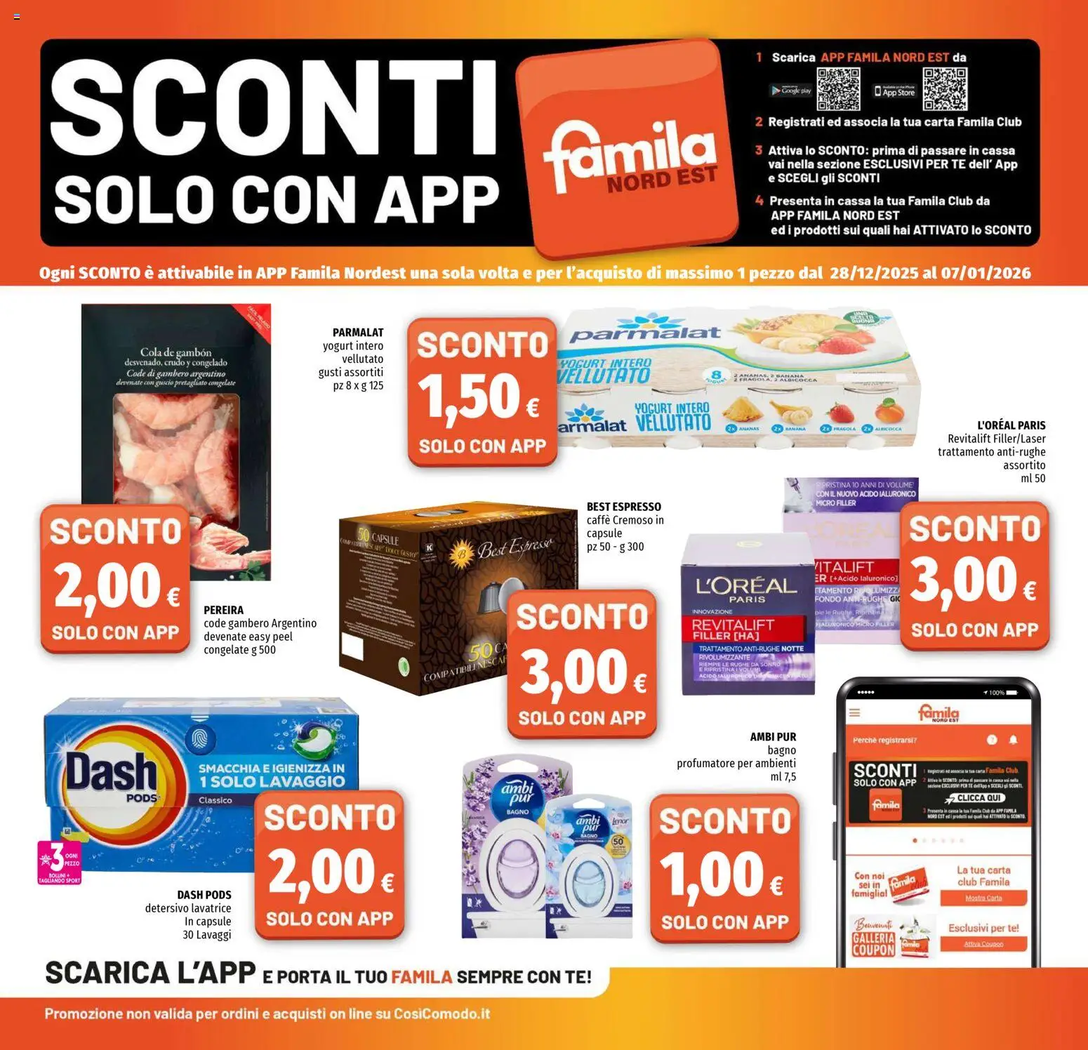 Volantino Famila del 28.12.2025 | Pagina: 13 | Prodotti: Yogurt, Caffè, Ananas, Bagno