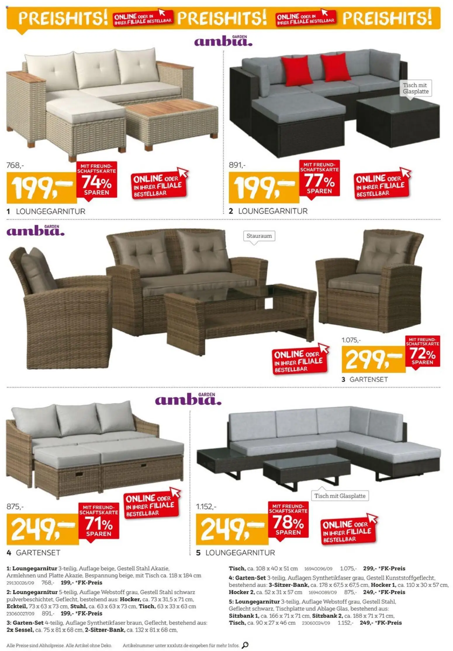 XXXLutz Garten-Preishits – gültig ab 04.04.2026 | Seite: 4 | Produkte: Hocker, Sitzbank, Tisch