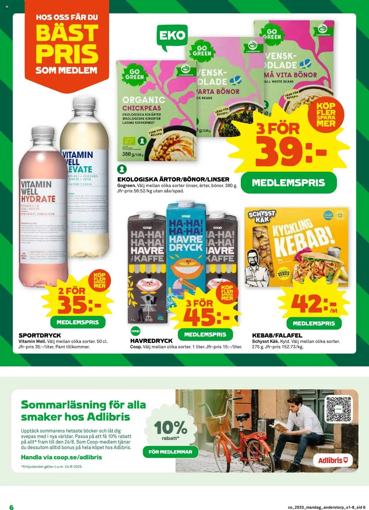 Coop reklamblad aktuell från 11.08.2025 | Sida: 6 | Produkter: Galler, Havredryck, Kaffe, Bönor