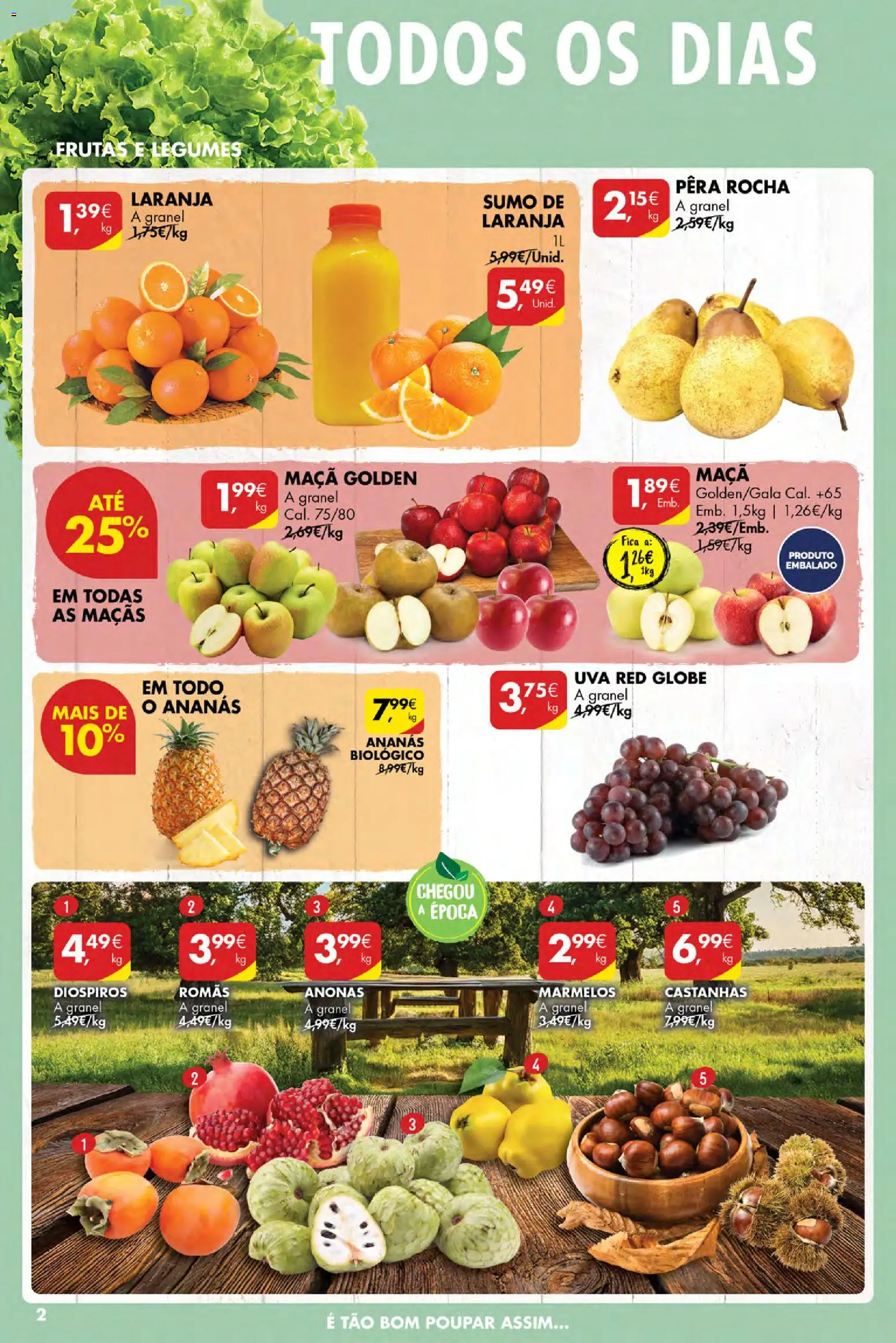 Pingo Doce Poupe Esta Semana Açores │ válido de 23.10.2025 | Página: 2 | Produtos: Castanhas, Maça, Sumo, Maçãs
