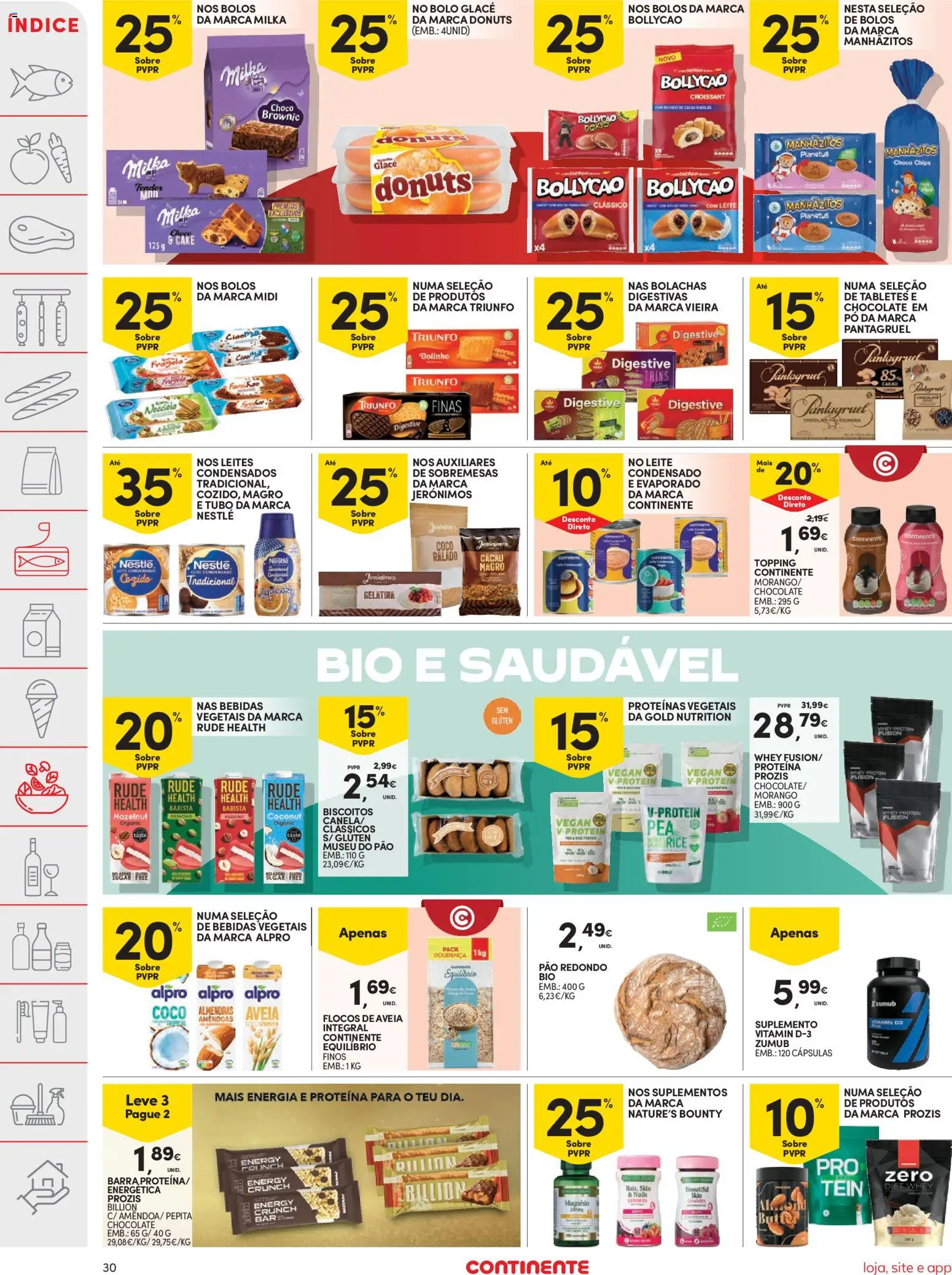 Continente folheto │ válido de 17.03.2026 | Página: 30 | Produtos: Leite, Nestlé, Pão, Proteina
