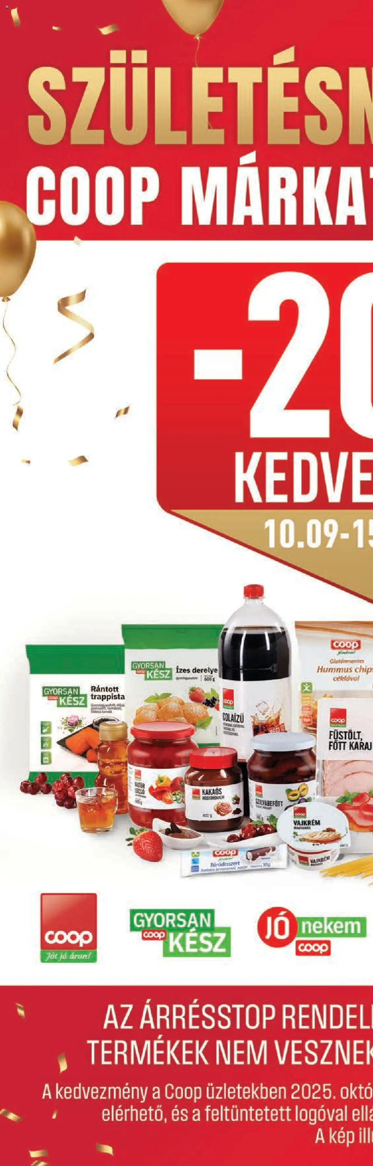 COOP akciós ujság - amely érvényes a következő dátumtól: 09.10.2025 | Oldal: 2 | Termékek: Kefir, Szeletelt bacon, Bacon, Sólet