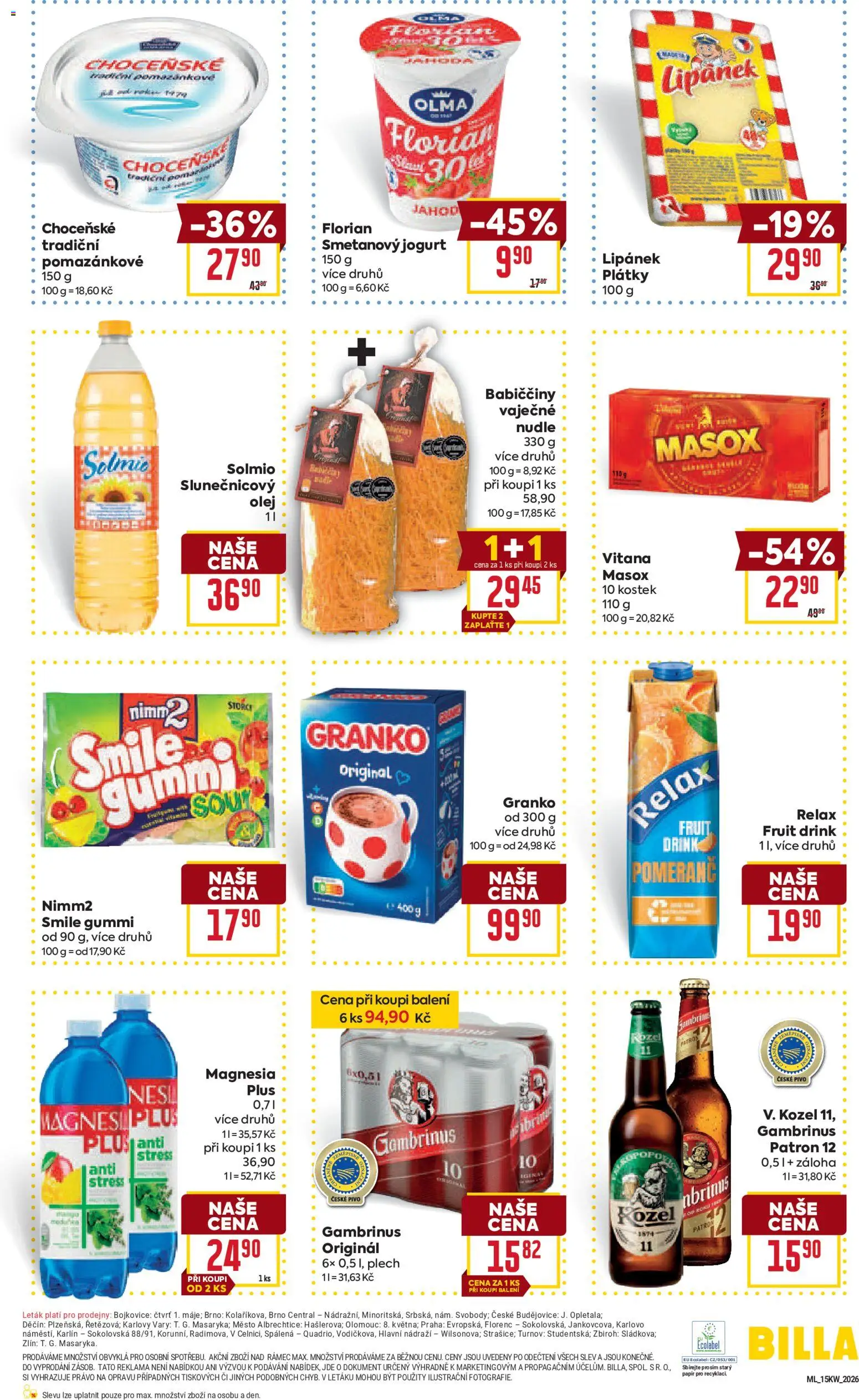 Billa Malý leták od 07.04.2026 | Strana: 3 | Produkty: Olej, Pivo, Magnesia, Nudle