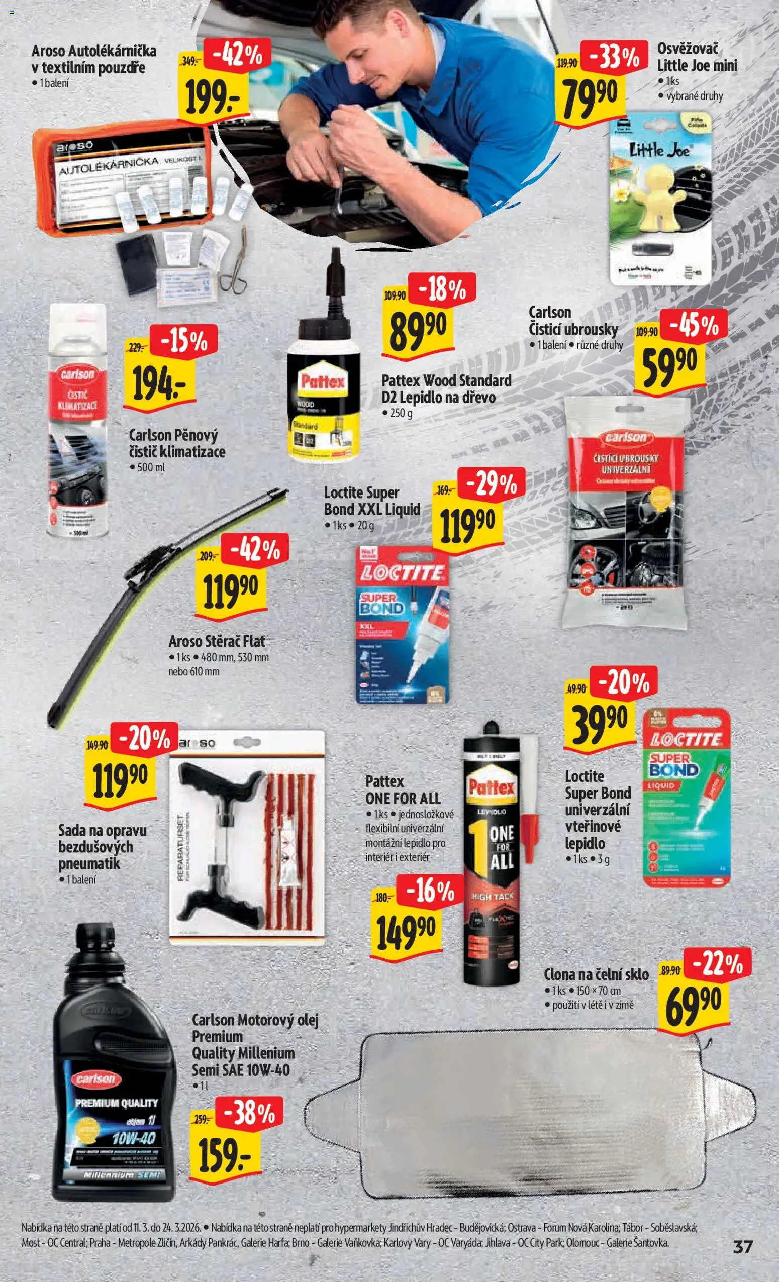 Albert leták - Hypermarket od 11.03.2026 | Strana: 45 | Produkty: Ubrousky, Clona na čelní sklo, Motorový olej, Autolékárnička