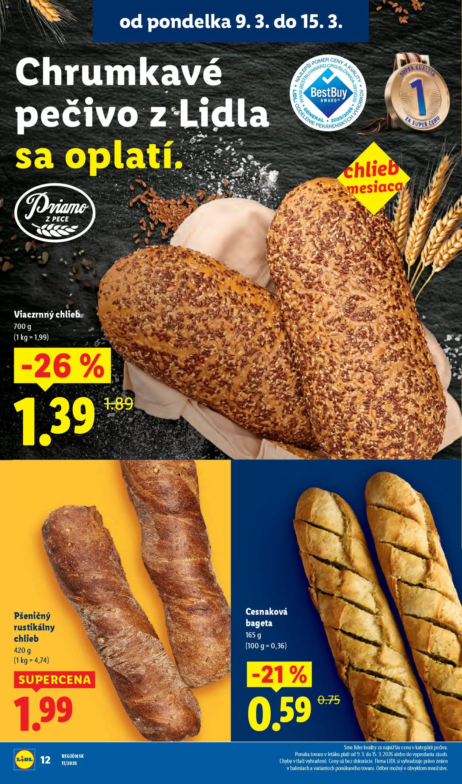 Nové Lidl akcie – leták je platný od 09.03.2026 | Strana: 14 | Produkty: Chlieb