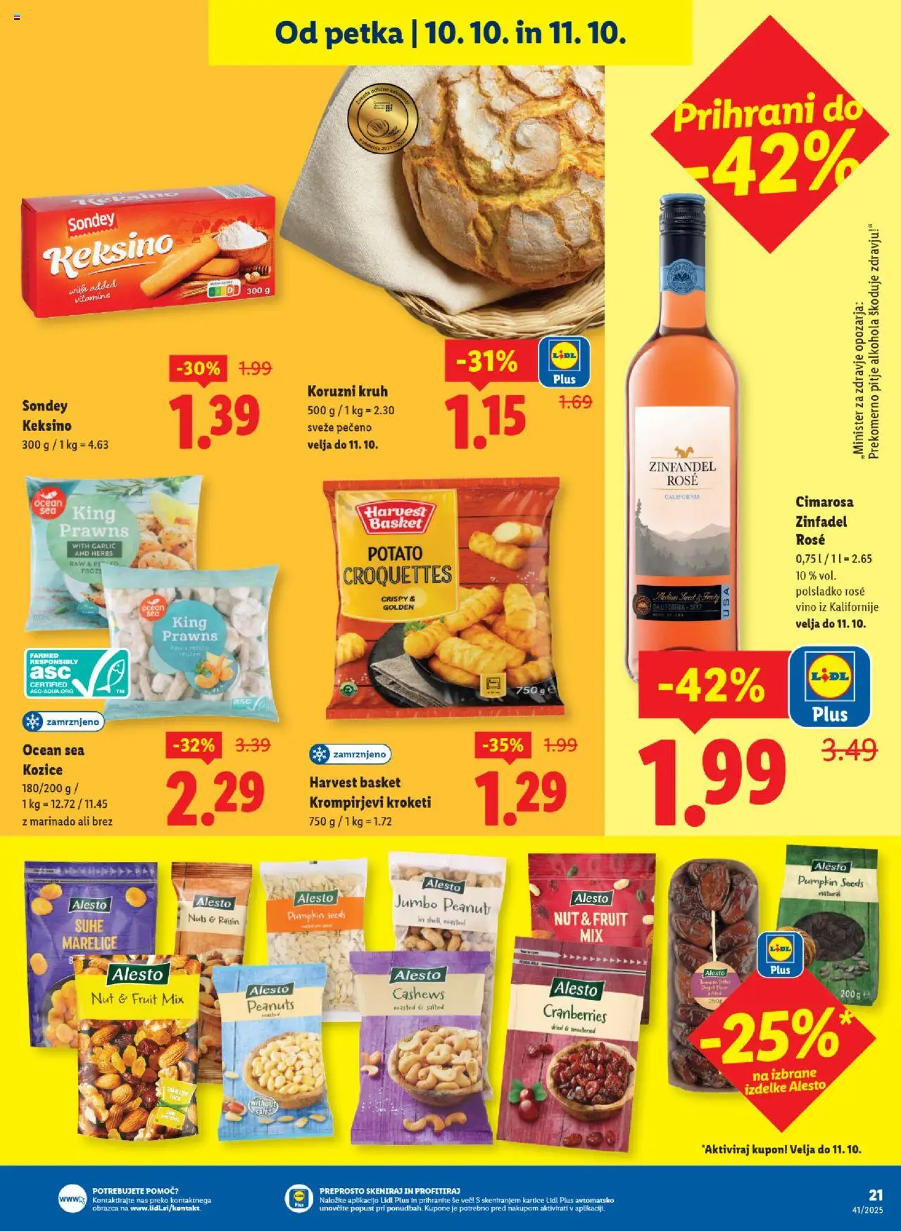 Novi Lidl katalog ponudbe – veljaven od 09.10.2025 | Stran: 35 | Izdelki: Marelice, Kozice, Kruh, Vino