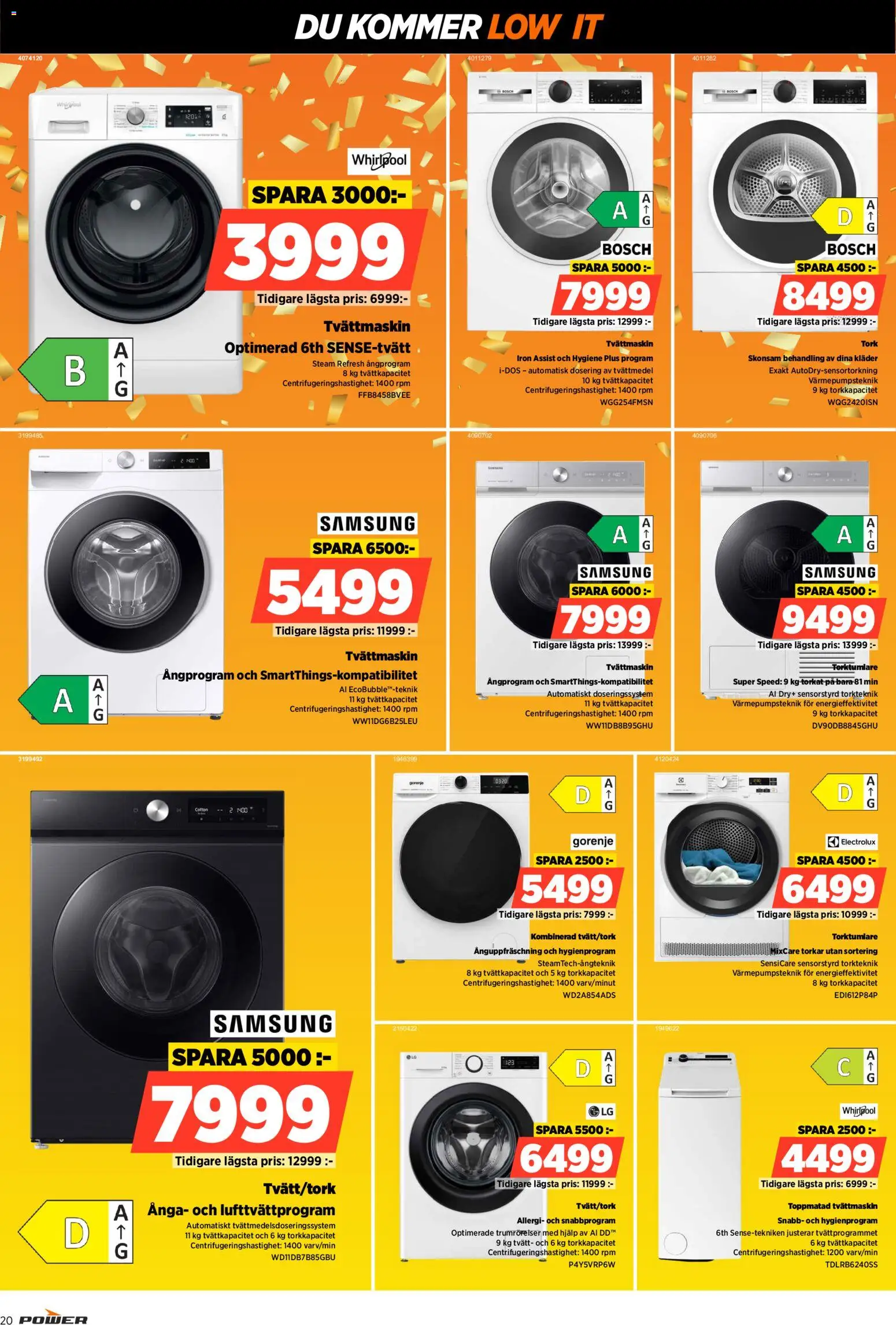 Power reklamblad aktuell från 16.02.2026 | Sida: 20 | Produkter: Tvättmedel, Kläder, Tvättmaskin, Torktumlare