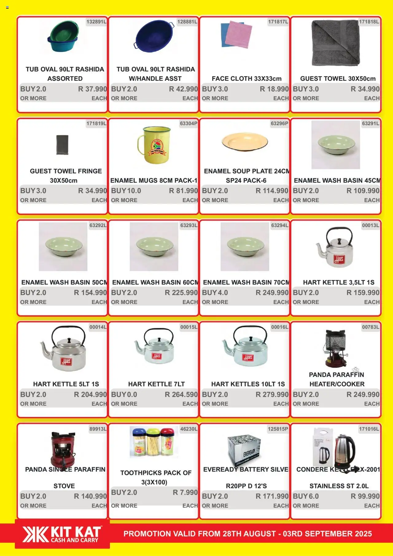 KIT KAT Cash & Carry - Weekly Traders Special │ valid from 28.08.2025 | Page: 31 | Products: Stove, Kettle, Battery, Basin