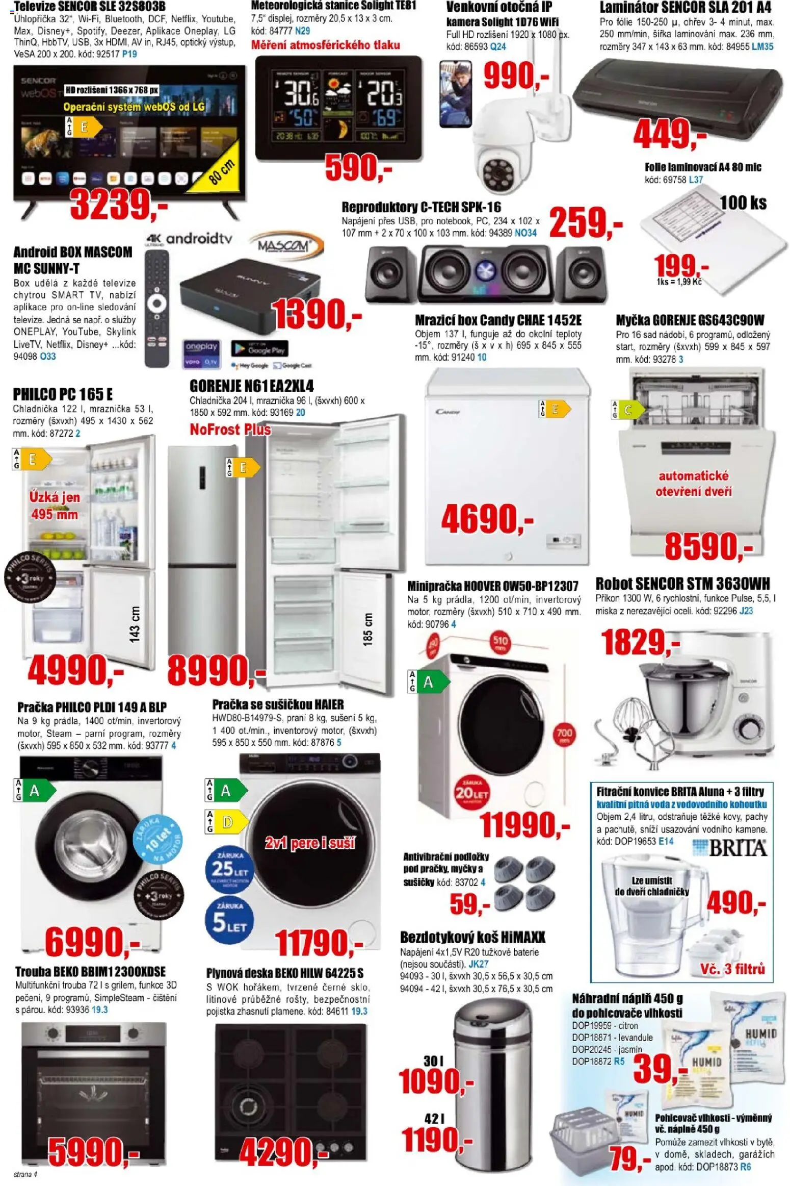Eva supermarket leták od 25.02.2026 | Strana: 4 | Produkty: Kamera, Tužkové baterie, Televize, Koš