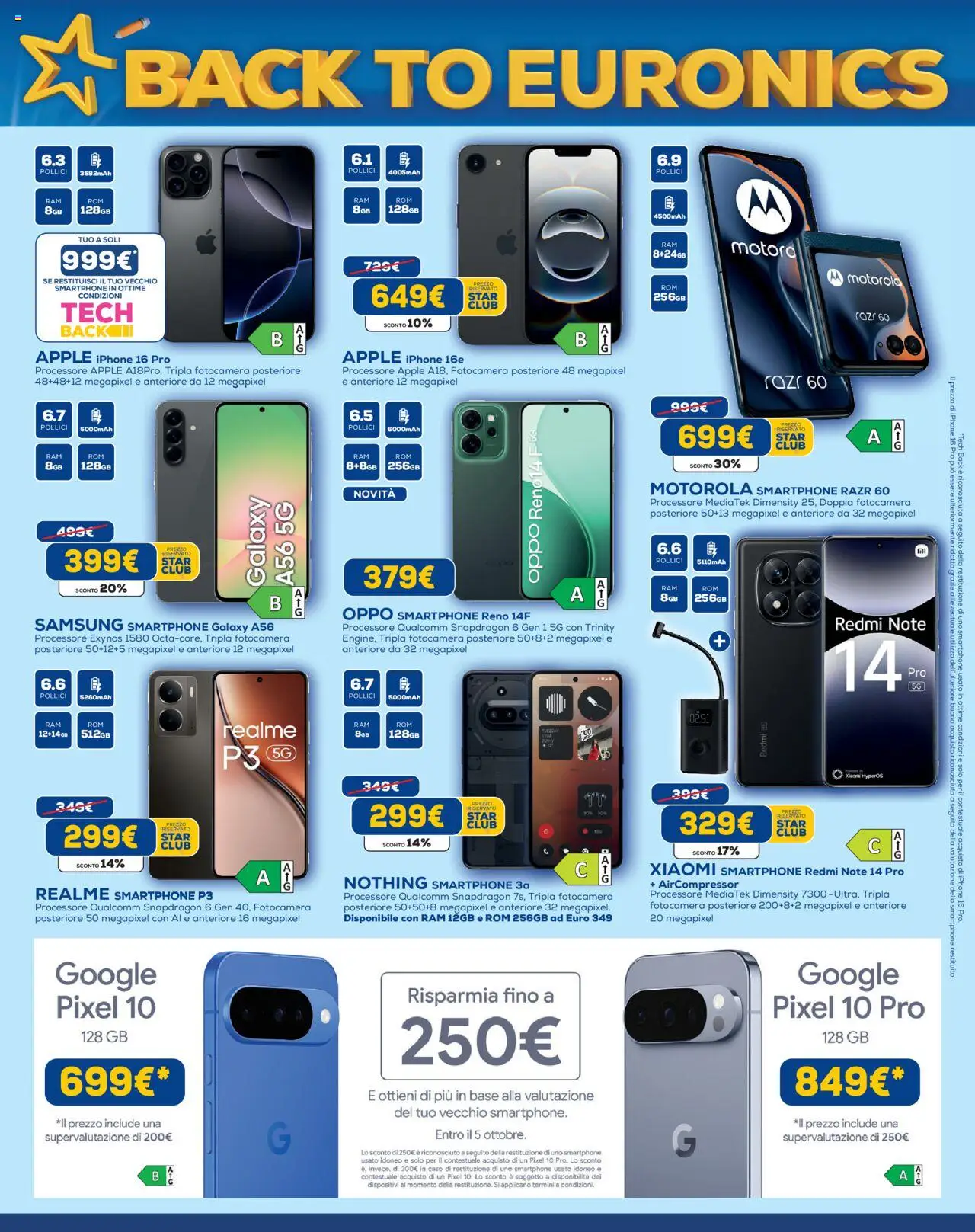 Volantino Euronics del 21.08.2025 | Pagina: 4 | Prodotti: Xiaomi, Iphone, Smartphone, Samsung