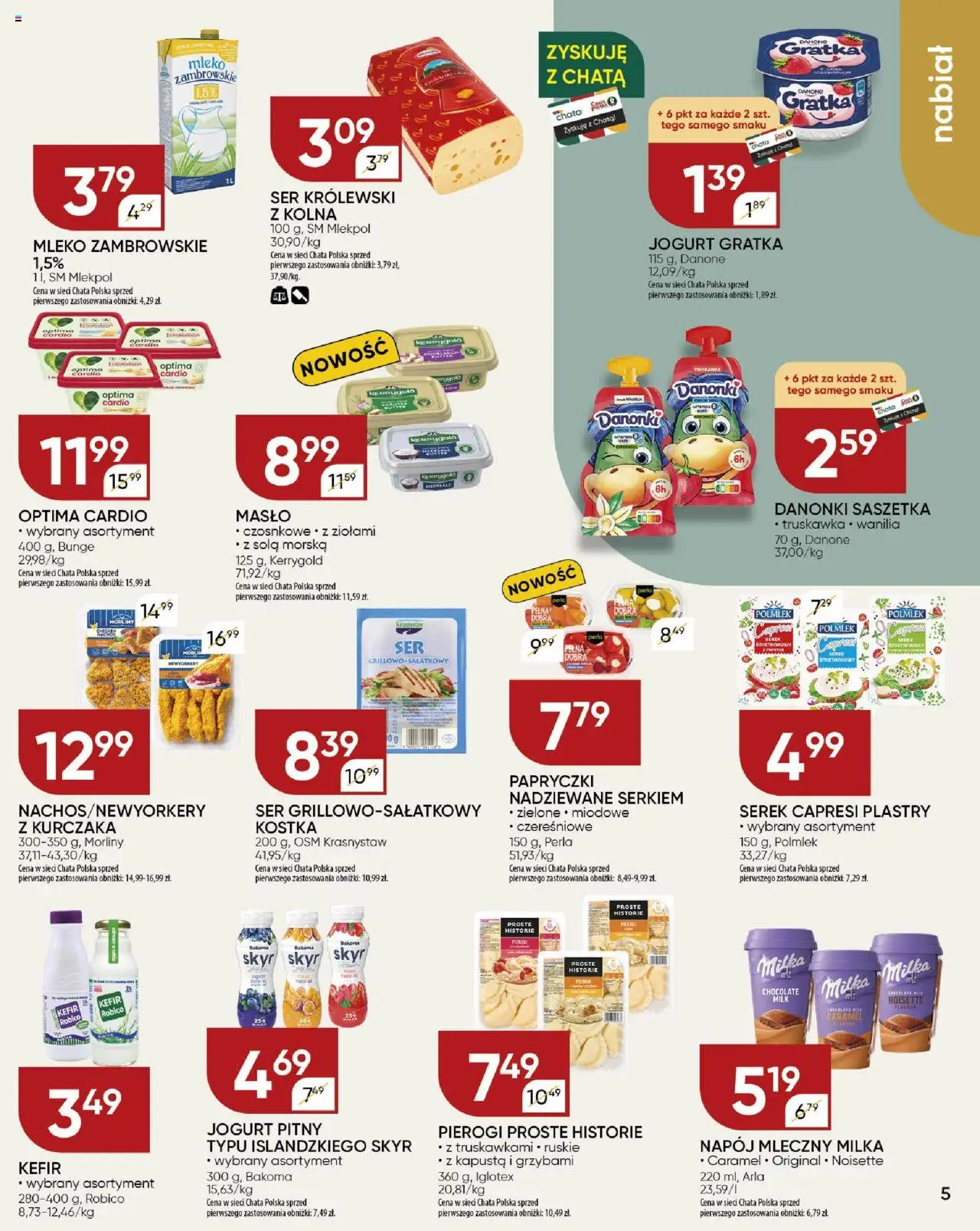 Chata Polska Gazetka od 17.06.2025 | Strona: 5 | Produkty: Kapusta, Serek, Optima cardio, Mleko