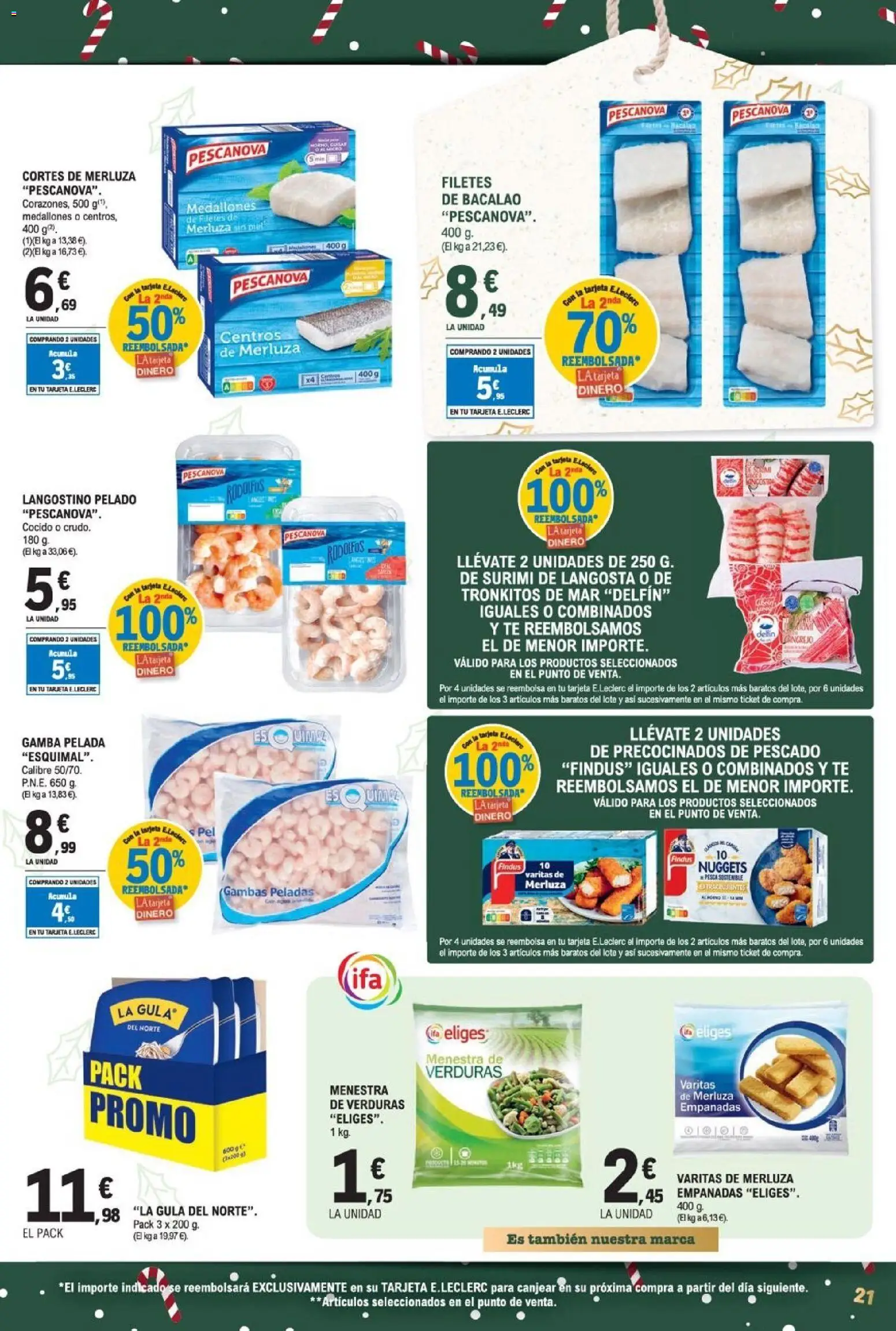 E.Leclerc folleto │ válido desde el 03.12.2025 | Página: 21 | Productos: Pescado, Té, Langostino, Nuggets