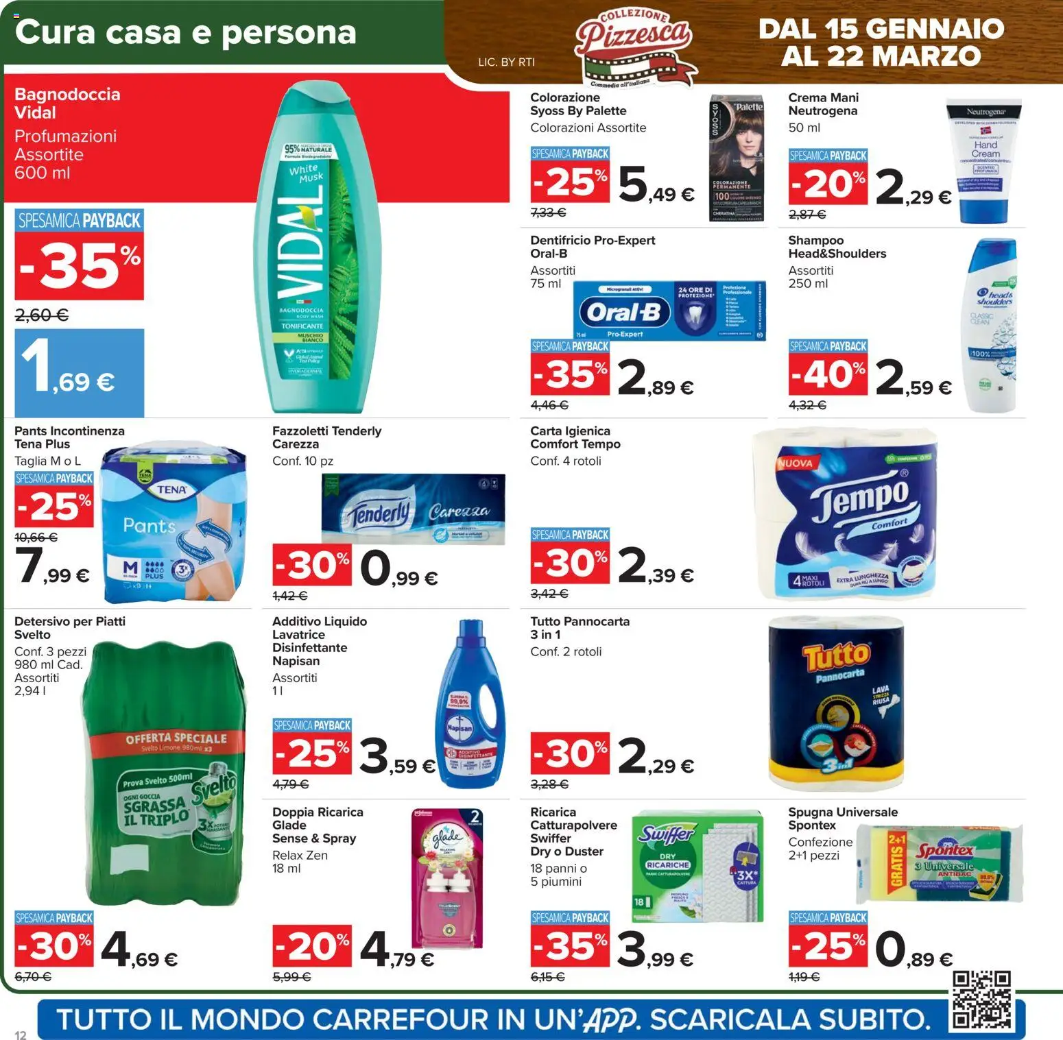Volantino Carrefour del 27.01.2026 | Pagina: 12 | Prodotti: Spugna, Crema, Detersivo per piatti, Lavatrice