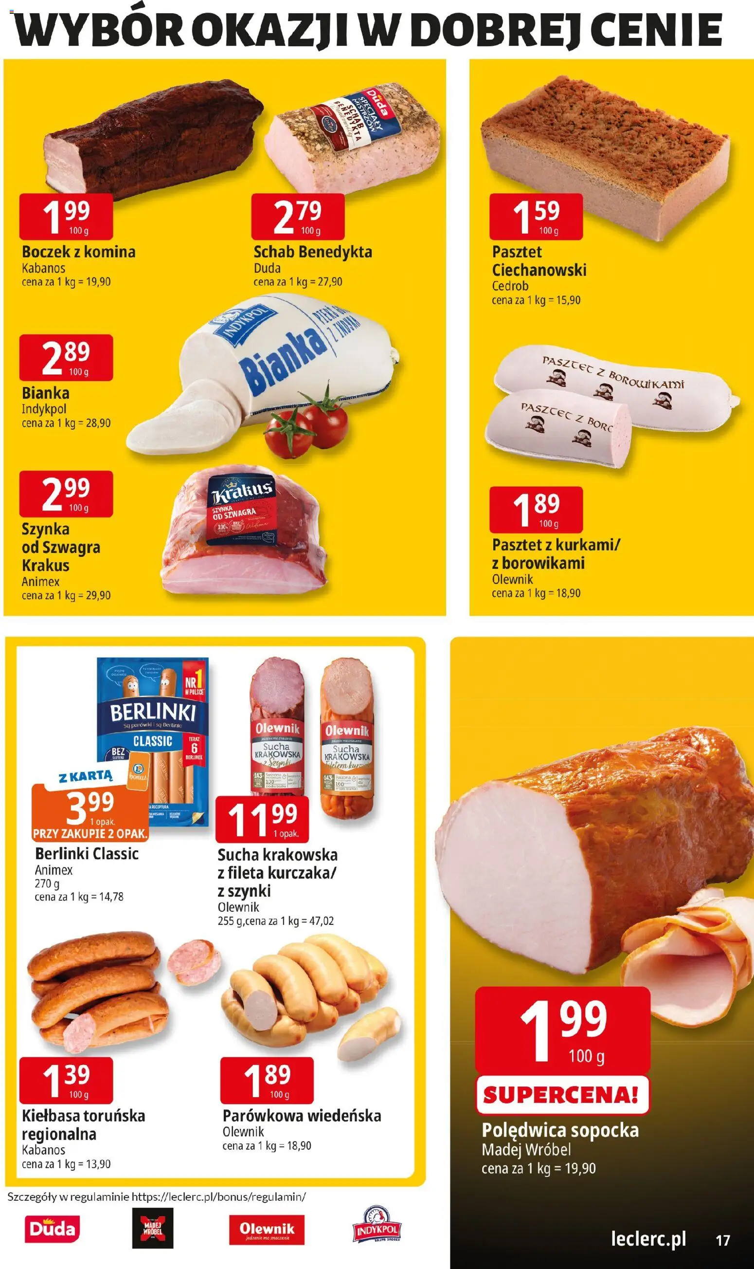 E.Leclerc Gazetka - Kłodzko od 18.11.2025 | Strona: 17 | Produkty: Karta, Schab, Parówki, Szynka
