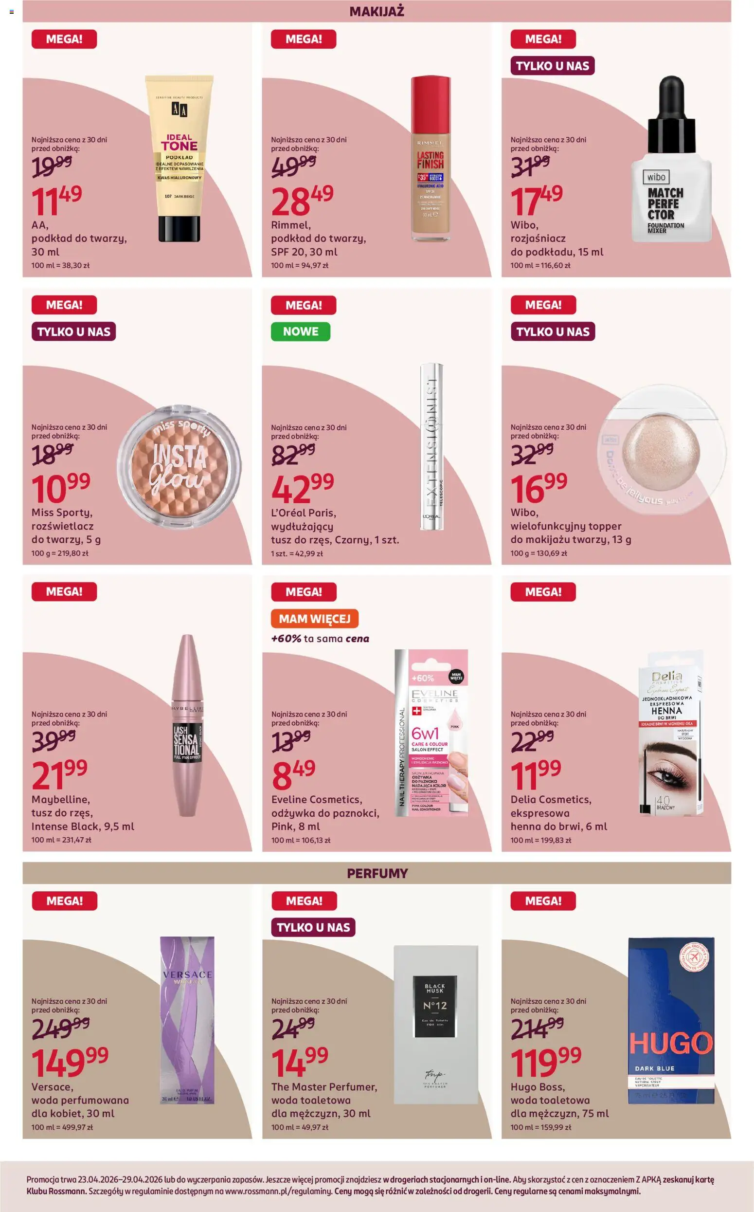 Rossmann gazetka od 23.04.2026 | Strona: 4 | Produkty: Perfumy, Woda toaletowa, Odżywka, Finish