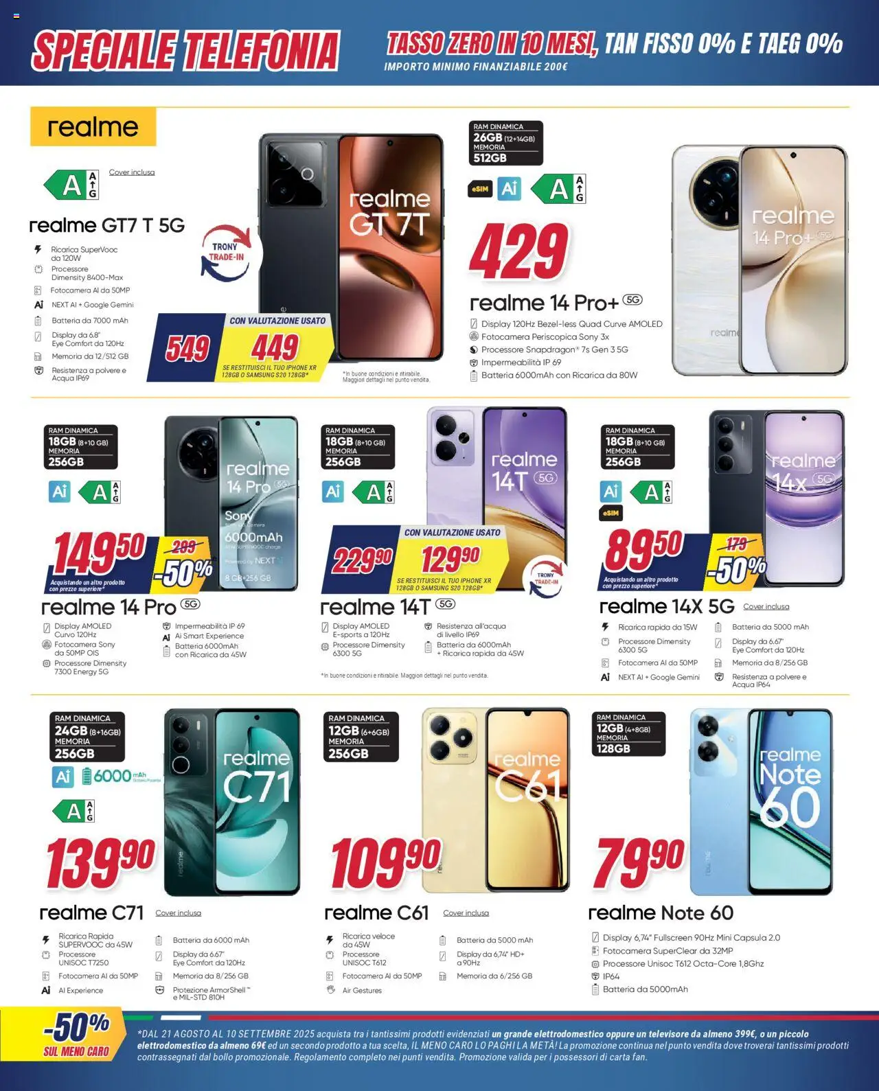 Volantino Trony del 21.08.2025 | Pagina: 44 | Prodotti: Iphone, Acqua, Fotocamera, Samsung