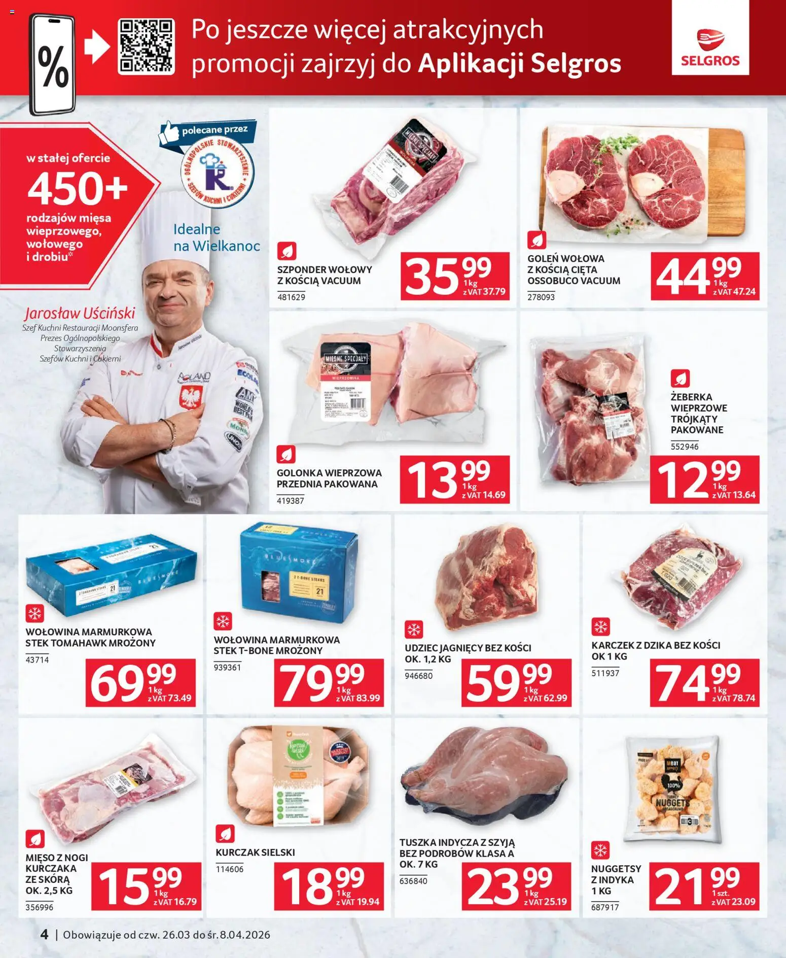 Selgros cash&carry gazetka - Oferta dla gastronomii od 26.03.2026 | Strona: 4 | Produkty: Mięso, Wieprzowina, Nuggets, Wołowina