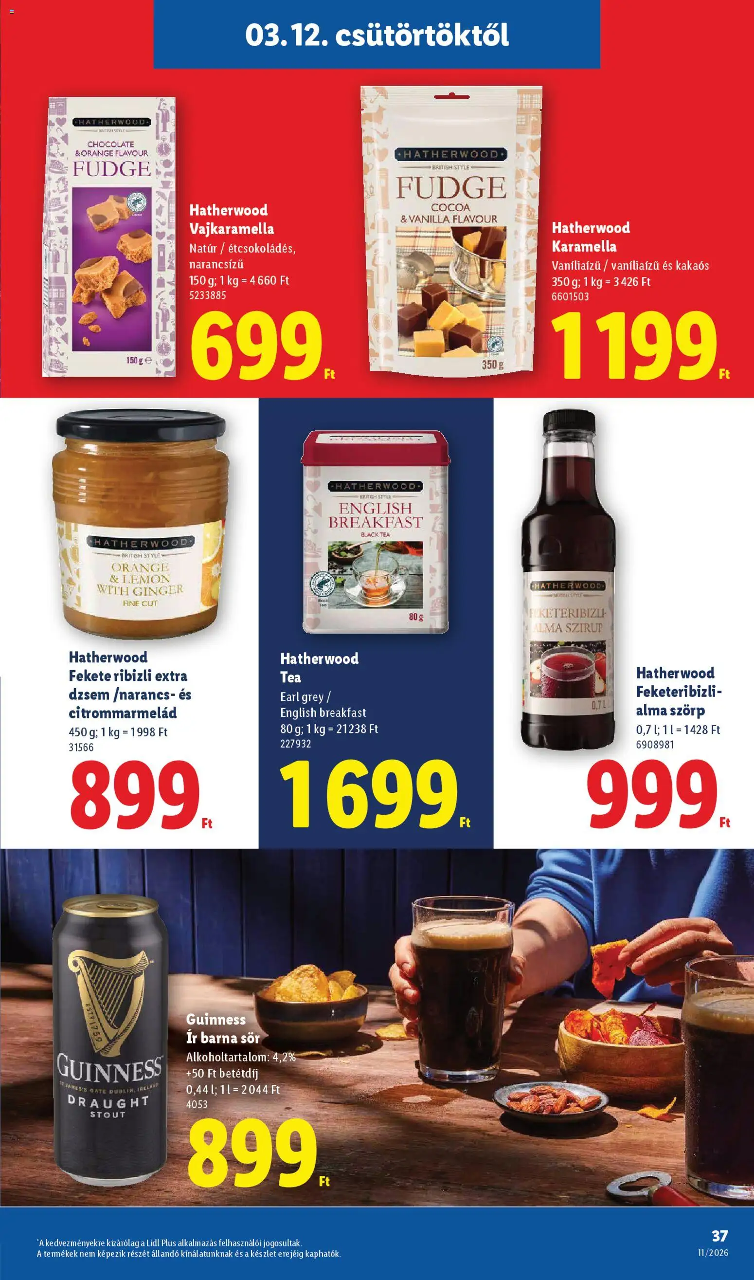 Lidl akciós ujság - amely érvényes a következő dátumtól: 12.03.2026 | Oldal: 37 | Termékek: Szörp, Dzsem, Sör, Alma