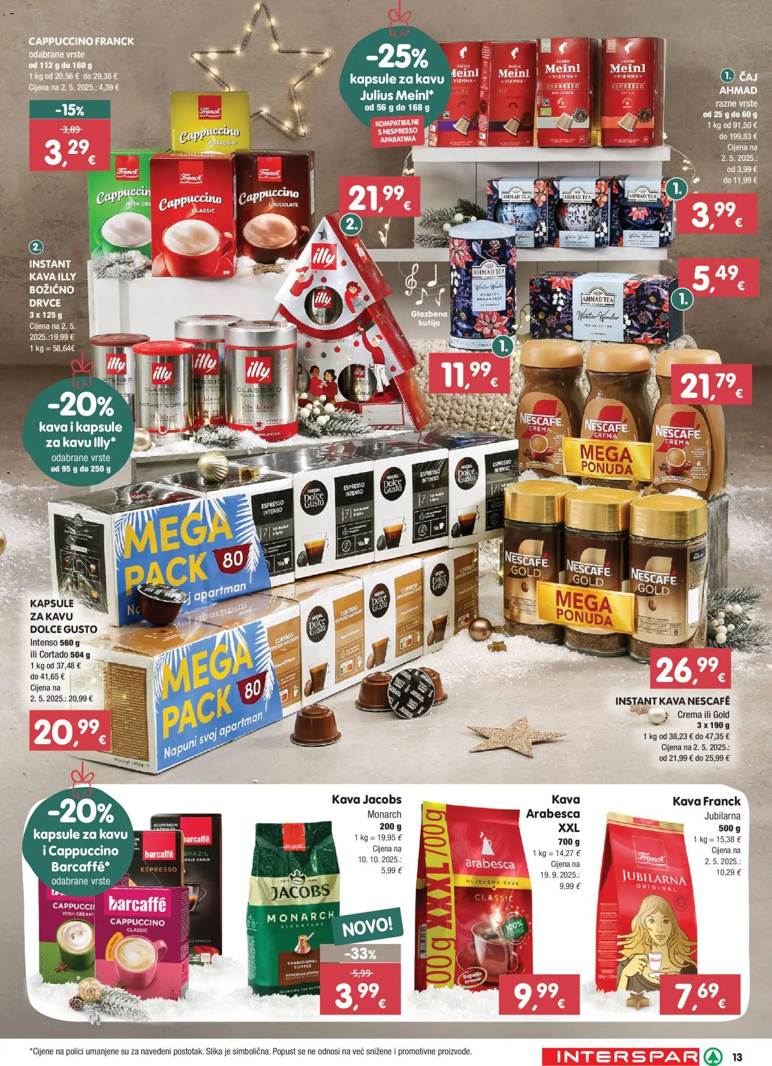 Interspar katalog | vrijedi od 27.11.2025 | Stranica: 13 | Proizvodi: Dolce Gusto, Arabesca, Čaj, Jacobs
