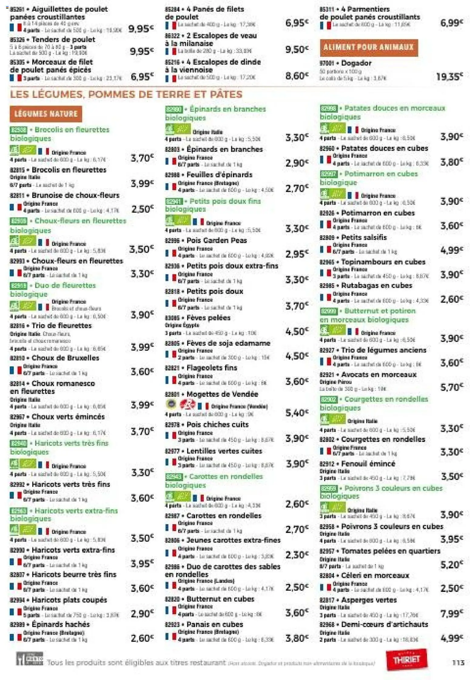 {H1} | Page: 113 | Produits: Potiron, Pommes, Tomates, Pâtes