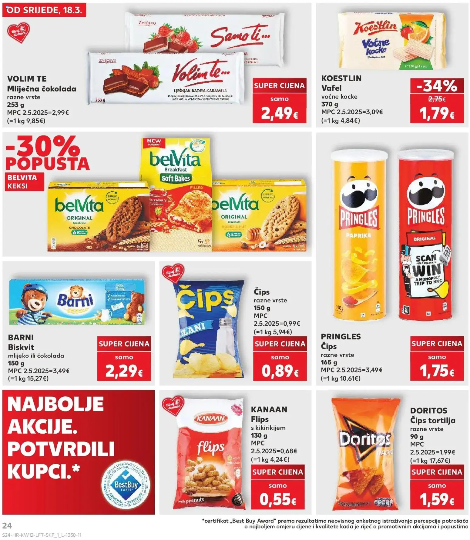 Kaufland katalog | vrijedi od 17.03.2026 | Stranica: 24 | Proizvodi: Flips, Mlijeko, Pringles, Paprika