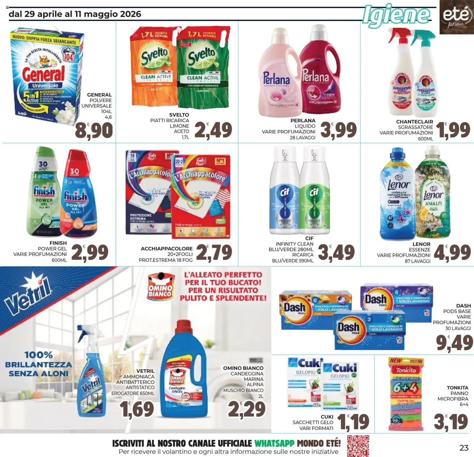 Volantino Eté del 29.04.2026 | Pagina: 23 | Prodotti: Candeggina, Sgrassatore, Limone, Aceto