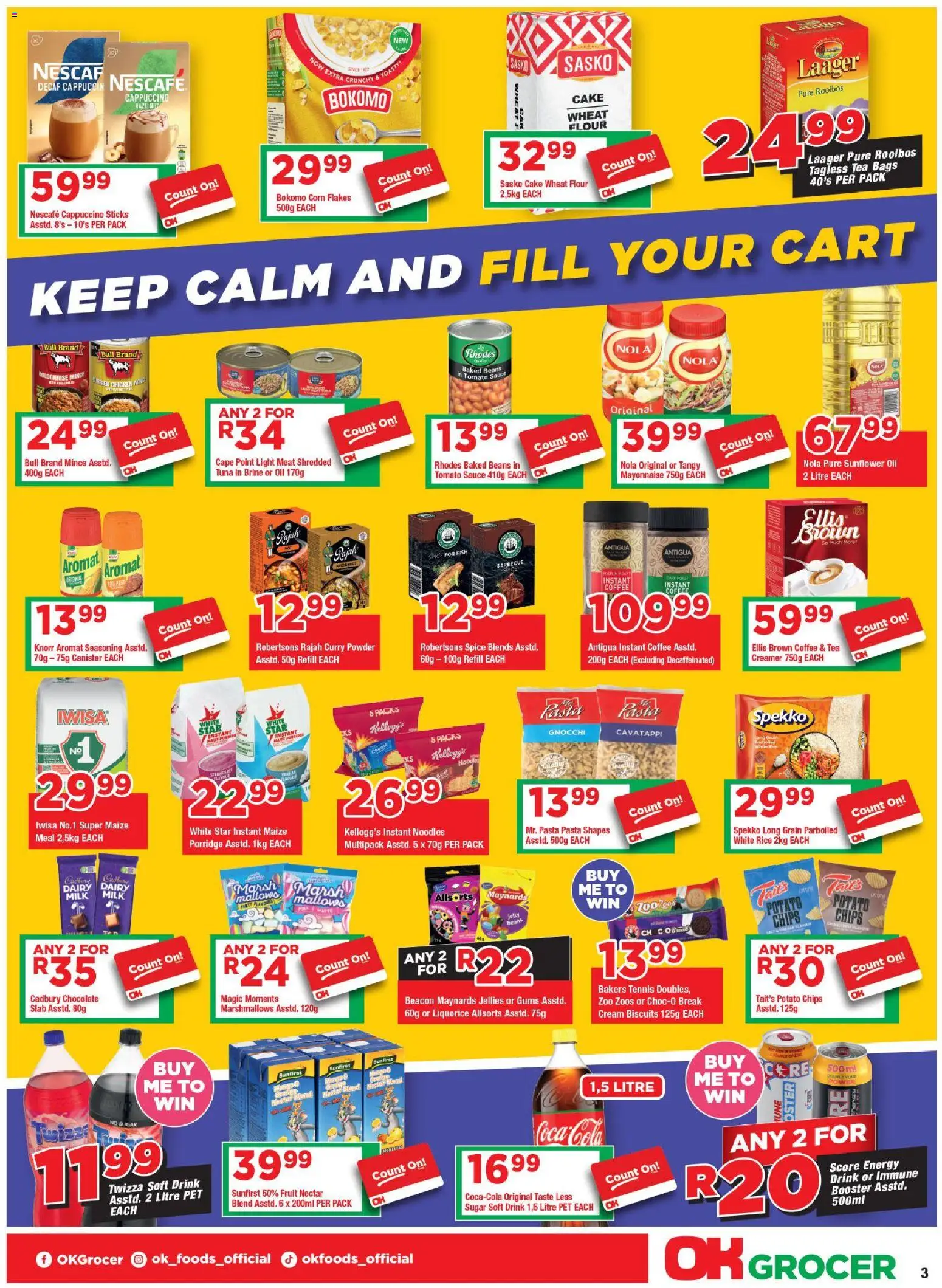 New OK Foods catalogue – valid from 11.03.2026 | Page: 3 | Products: Baked beans, Coffee, Rice, Fish