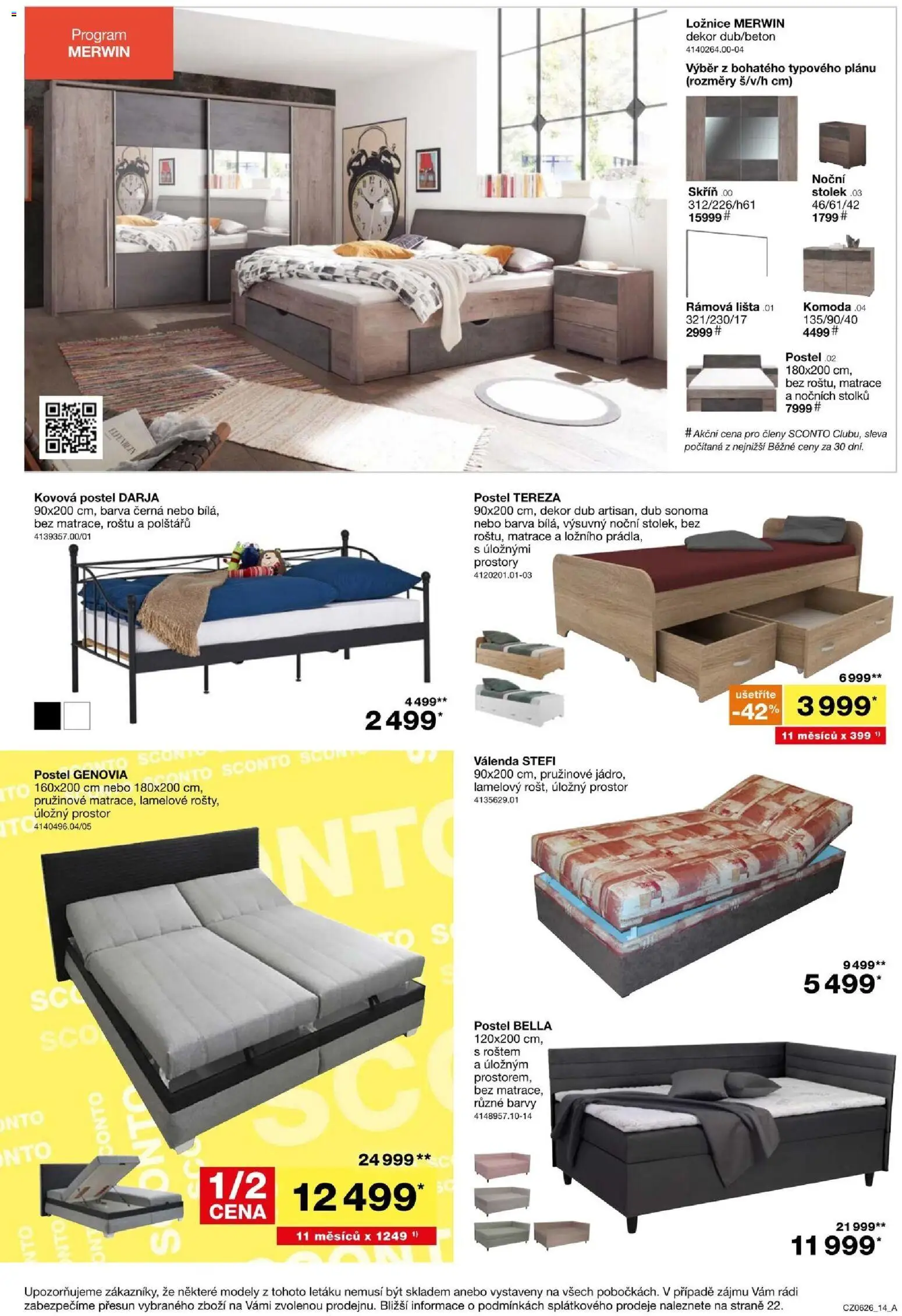 Sconto nábytek leták od 22.04.2026 | Strana: 14 | Produkty: Válenda, Postel, Matrace, Komoda