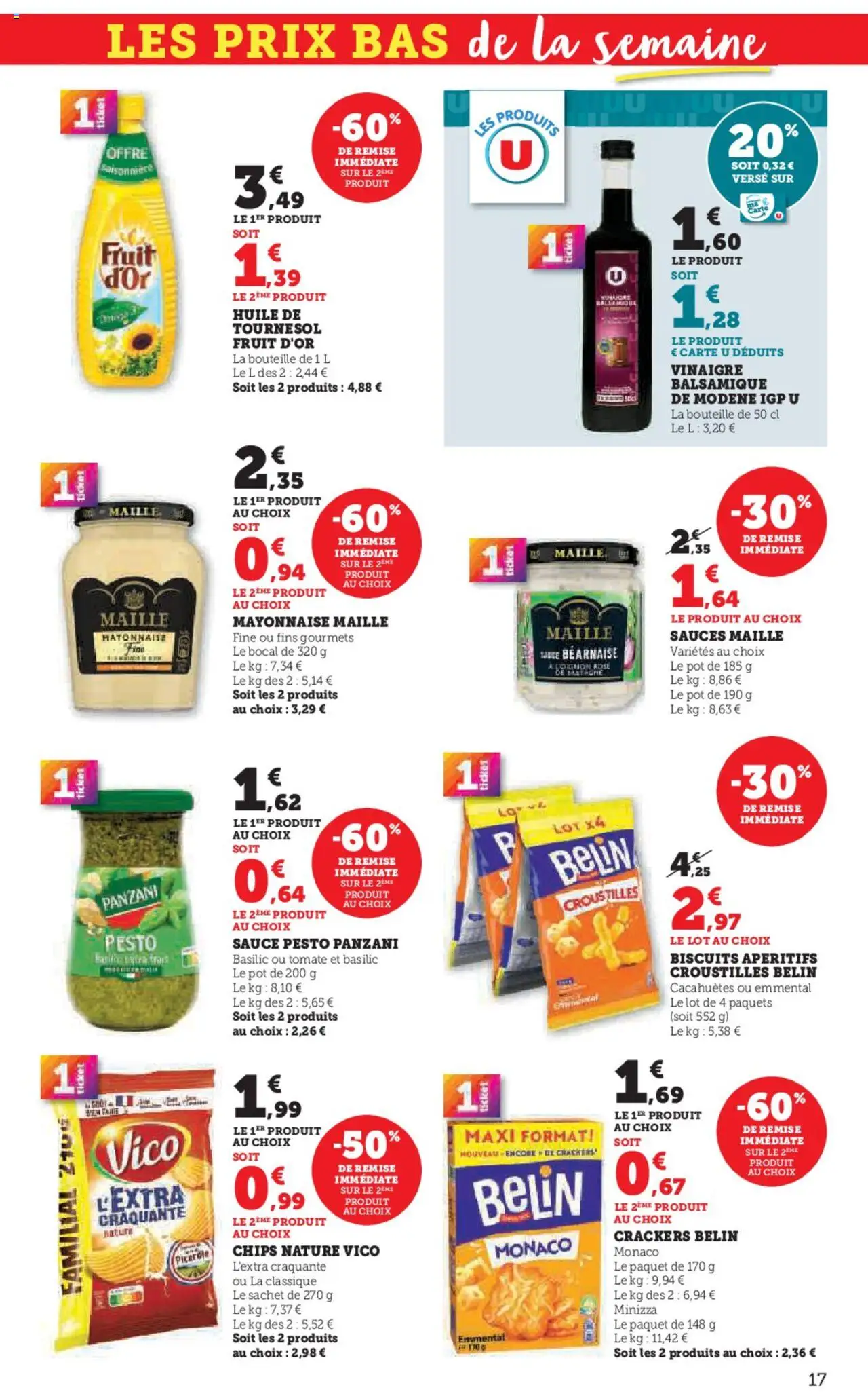 {H1} | Page: 17 | Produits: Crackers, Pesto, Mayonnaise, Huile