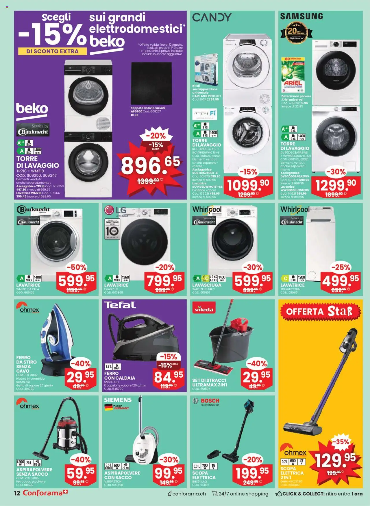 Conforama Aktionen ab 06.08.2025 | Seite: 12 | Produkte: Top, Samsung, Bosch, Siemens