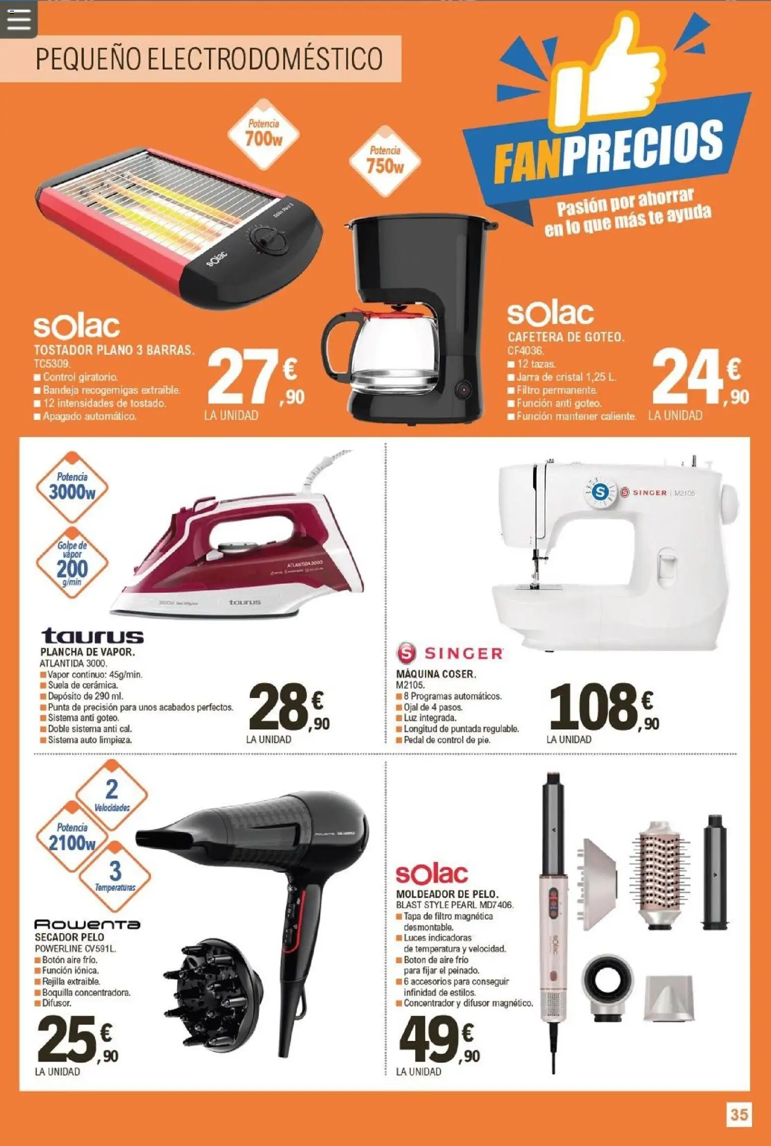 E.Leclerc - Fan precios │ válido desde el 11.02.2026 | Página: 36 | Productos: Té, Cafetera, Plancha, Bandeja