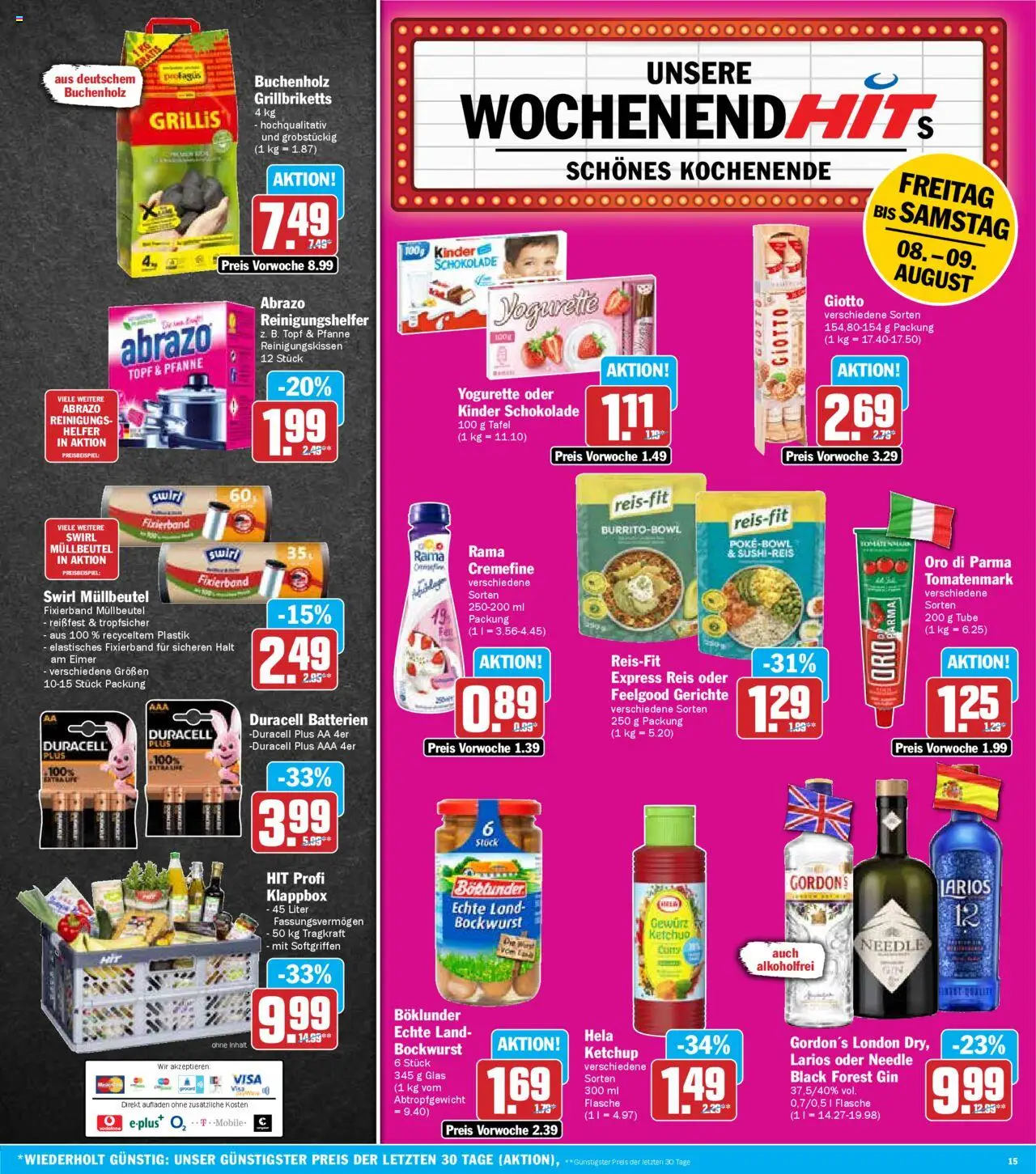 HIT - Rhineland-Palatinate - gültig ab dem 04.08.2025 | Seite: 15 | Produkte: Yogurette, Schokolade, Reis, Ketchup