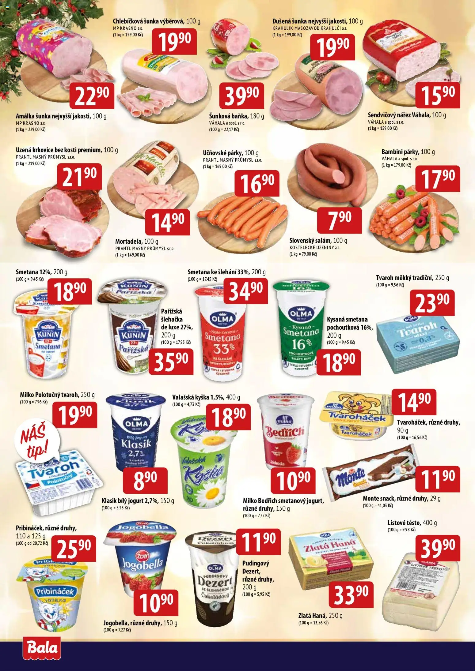 BALA velký leták od 10.12.2025 | Strana: 2 | Produkty: Jogurt, Tvaroh, Krkovice bez kosti, Uzená krkovice