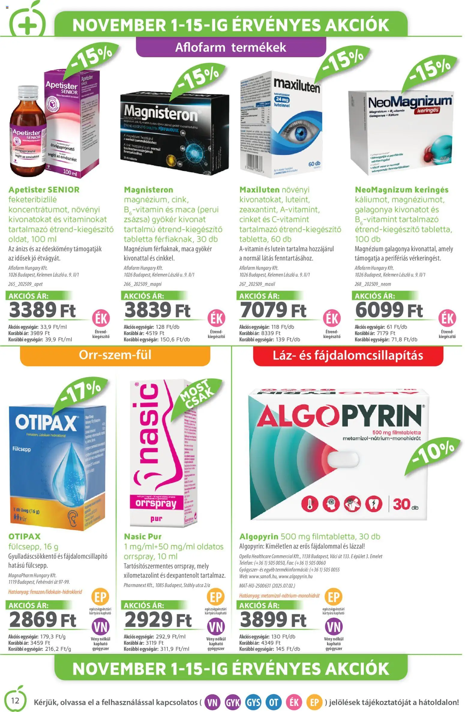 Alma Gyógyszertárak akciós ujság - amely érvényes a következő dátumtól: 01.12.2025 | Oldal: 12