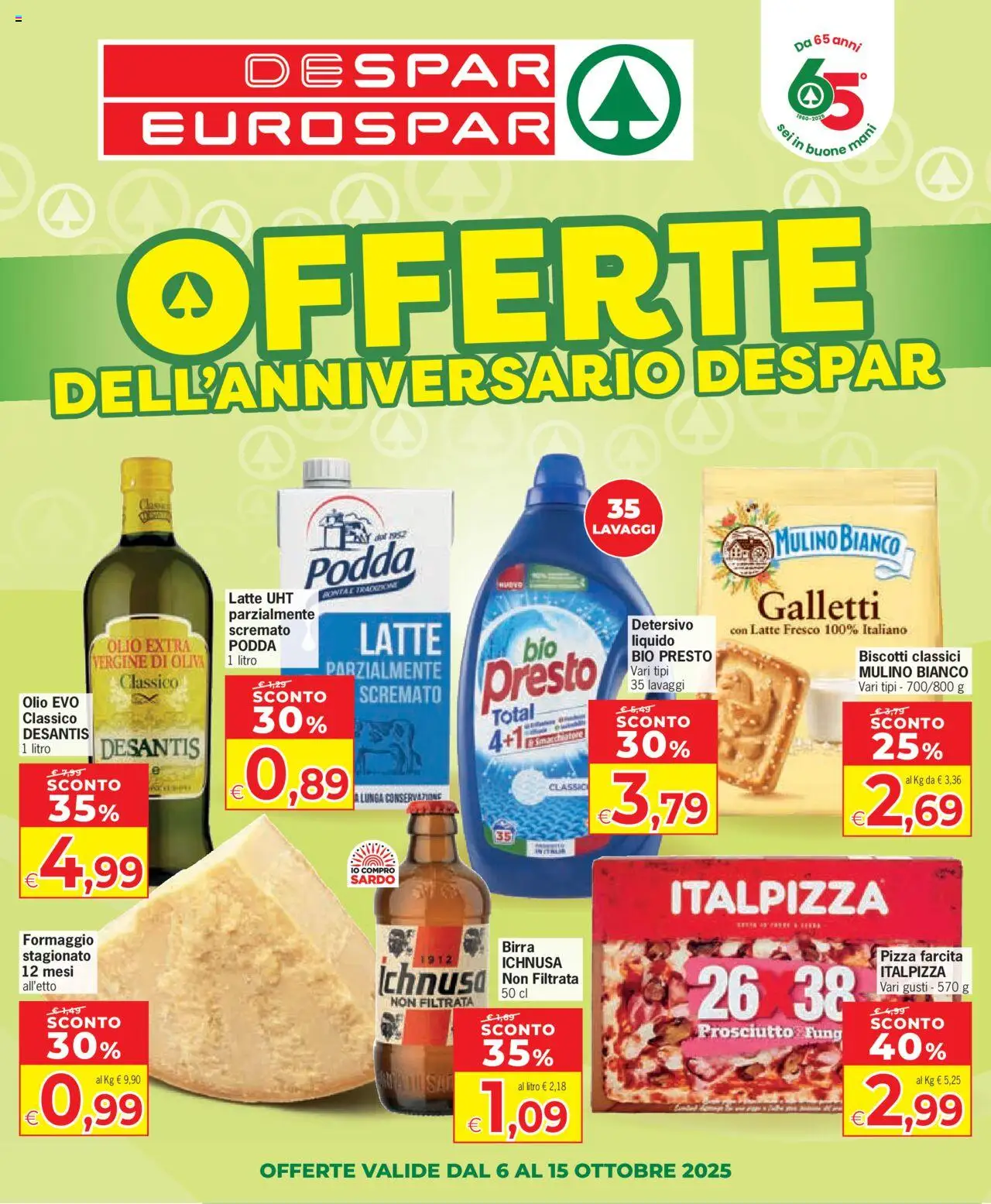 Volantino Despar del 06.10.2025 | Pagina: 1 | Prodotti: Pizza, Smacchiatore, Latte, Prosciutto