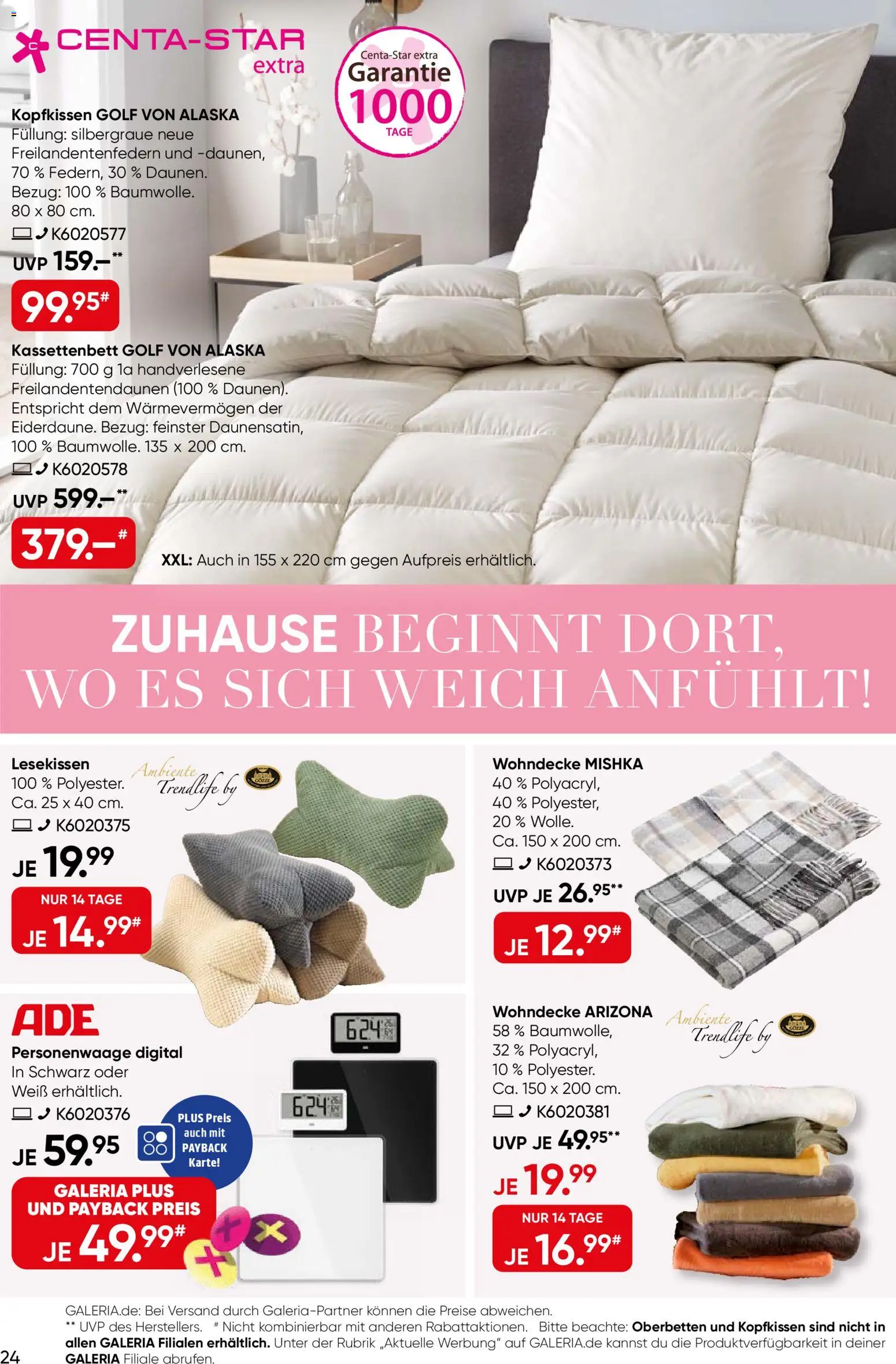 Galeria Karstadt Kaufhof Prospekt 	 – gültig ab 11.02.2026 | Seite: 24 | Produkte: Kopfkissen, Personenwaage