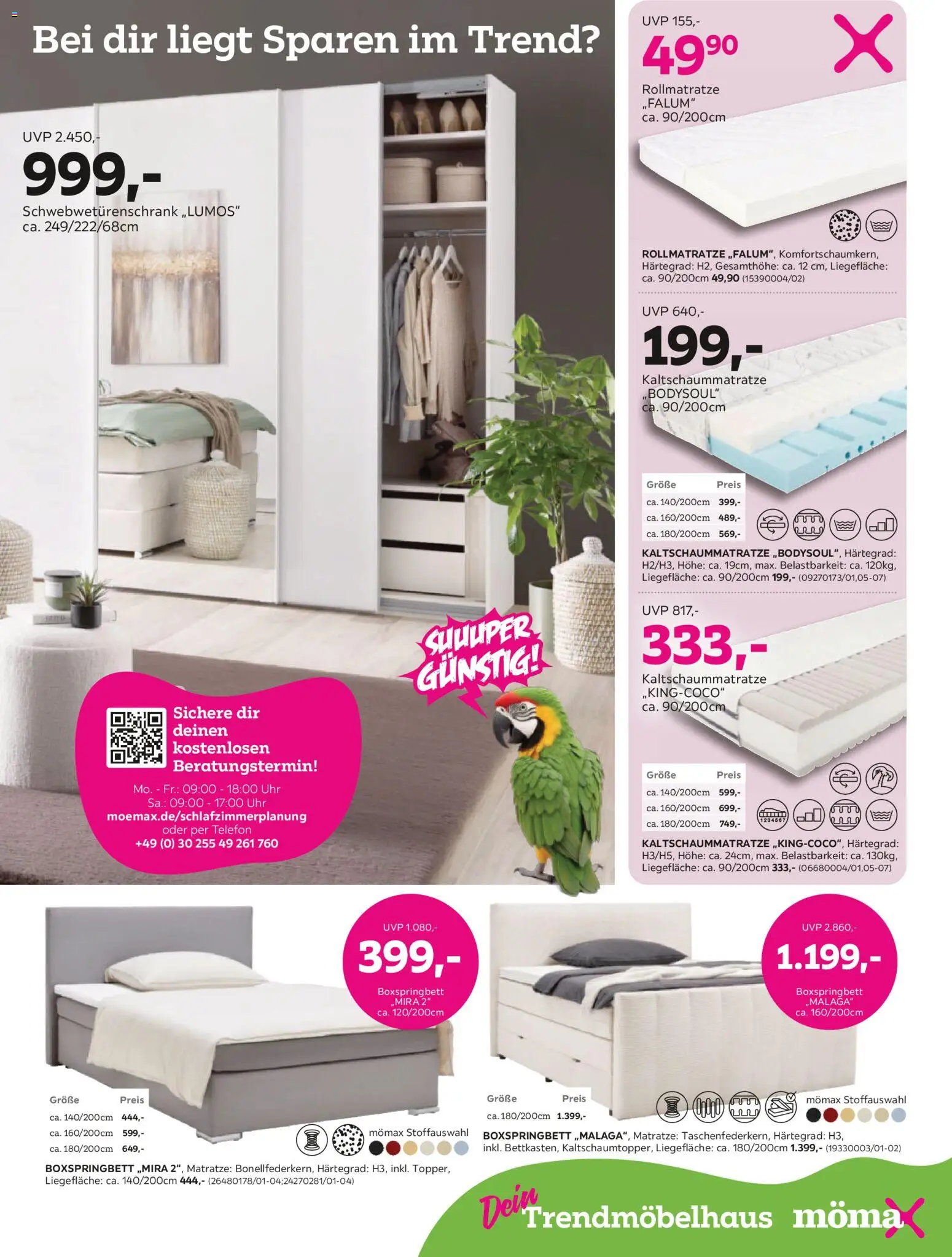 Mömax Prospekt 	 – gültig ab 23.02.2026 | Seite: 7 | Produkte: Matratze, Boxspringbett, Telefon, Uhr