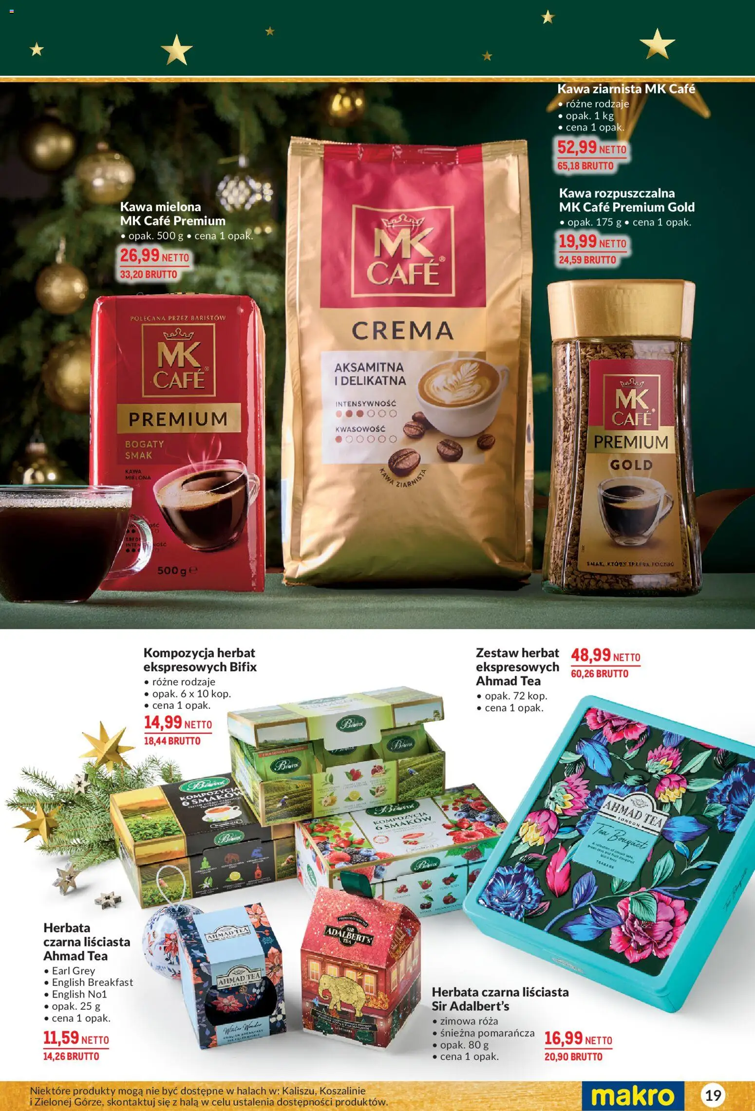 Makro Gazetka - Delikatesy od 25.11.2025 | Strona: 19 | Produkty: Kawa ziarnista, Kawa rozpuszczalna, Kawa, Herbata
