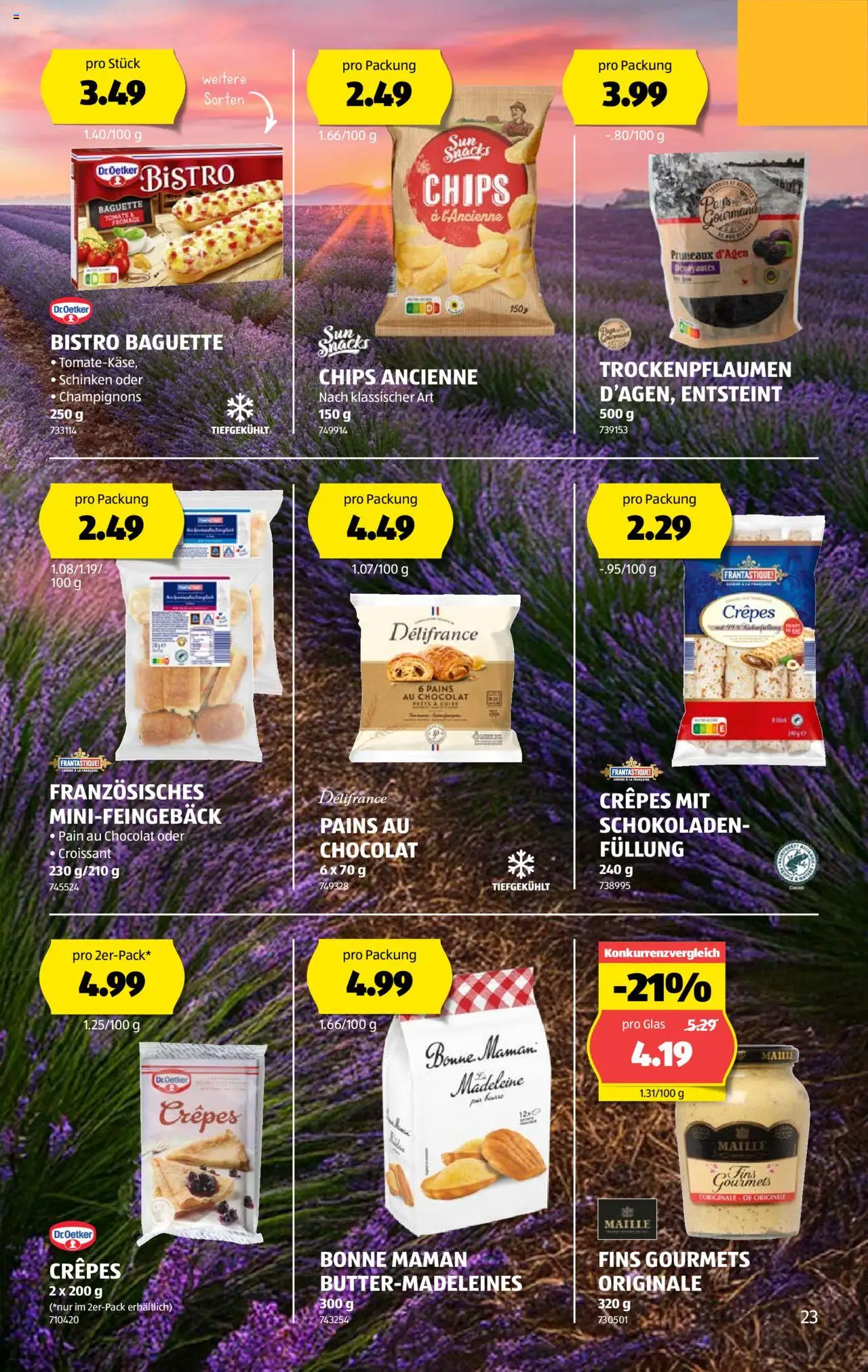 Aldi Aktionen ab 14.08.2025 | Seite: 23 | Produkte: Baguette, Schinken, Chips
