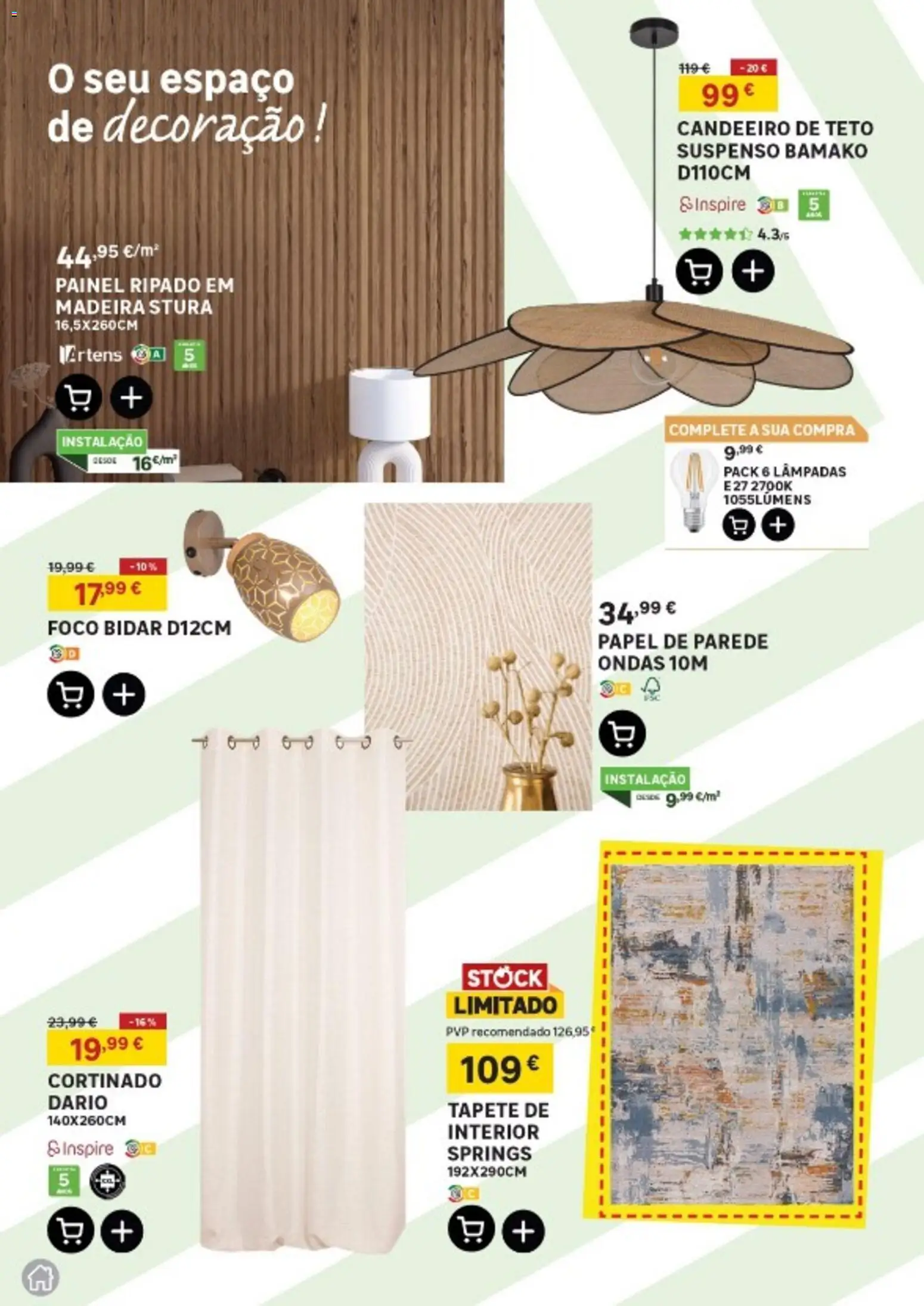 Leroy Merlin Arquipélago dos Açores │ válido de 13.11.2025 | Página: 7 | Produtos: Candeeiro, Lâmpadas, Tapete, Papel de parede