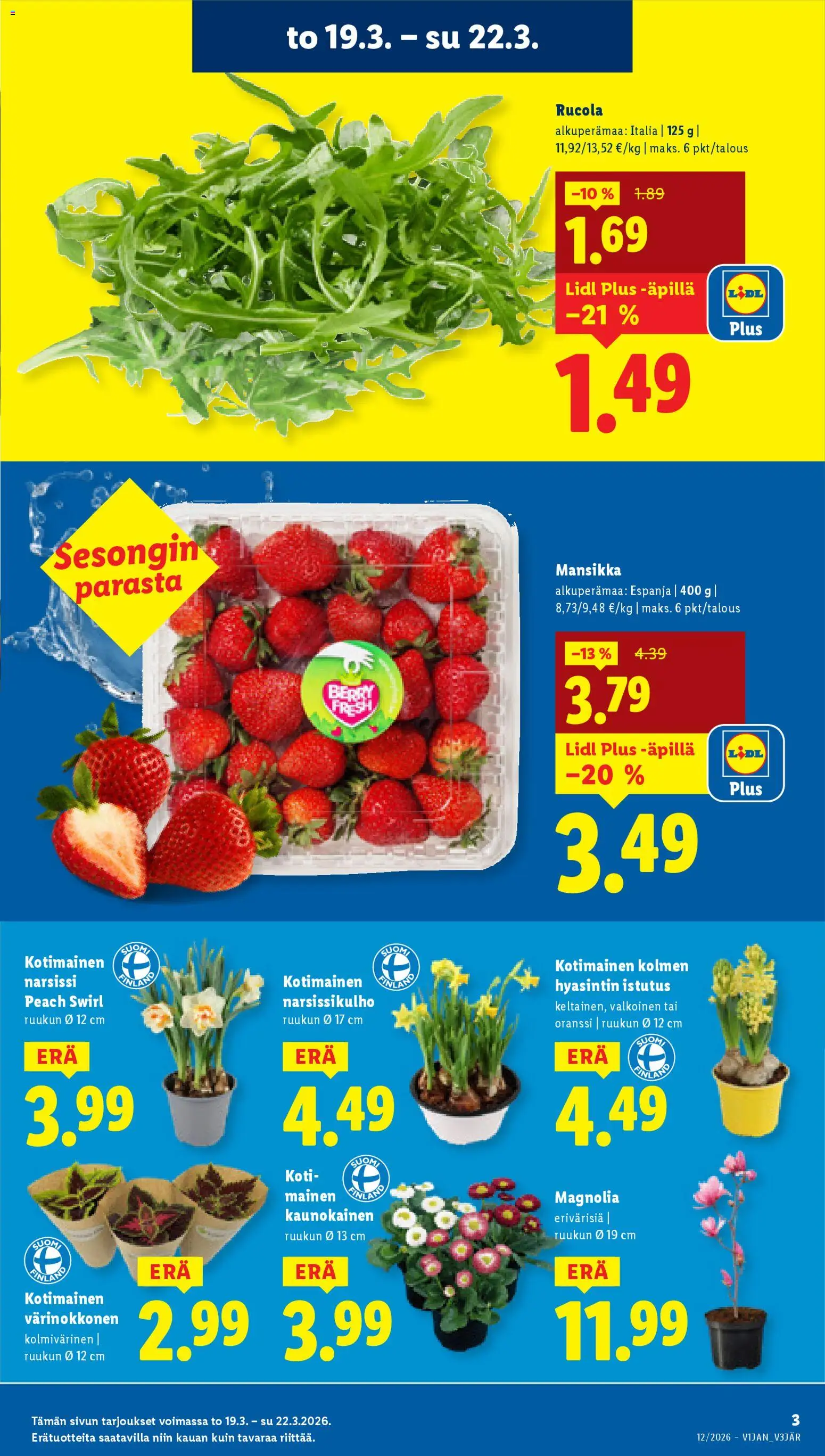 Lidl tarjoukset - Tampere – voimassa 19.03.2026 alkaen | Sivu: 3 | Tuotteet: Rucola