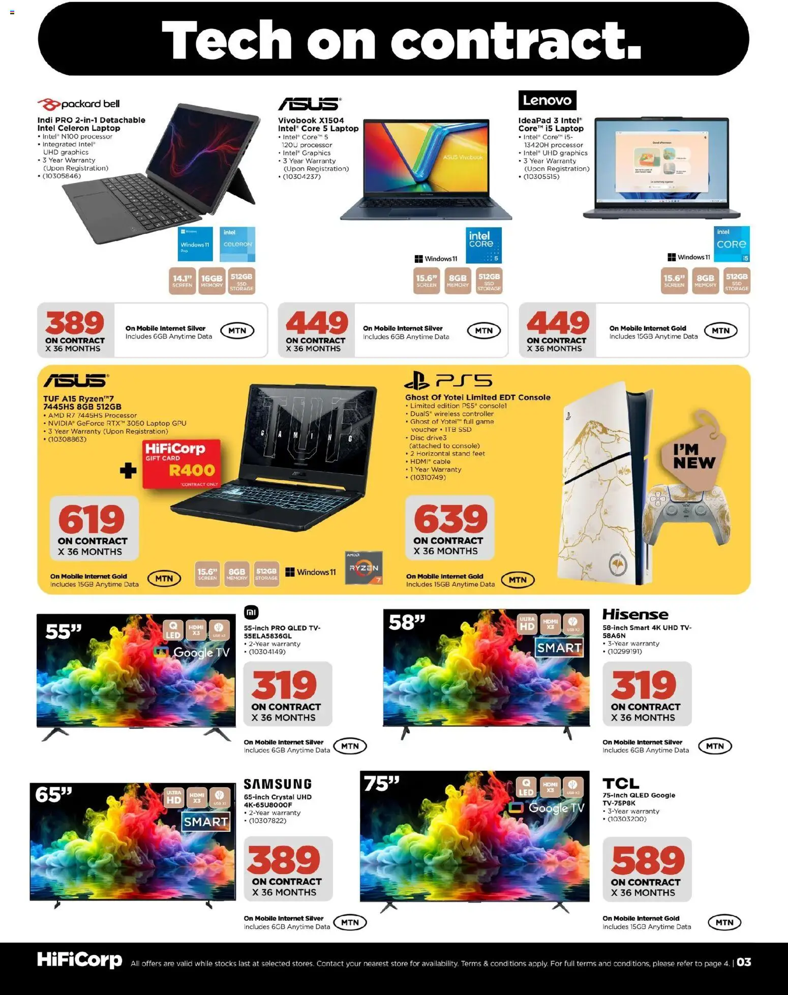 New HiFi Corp catalogue – valid from 07.11.2025 | Page: 3 | Products: Data, Gift card, Cable, Laptop