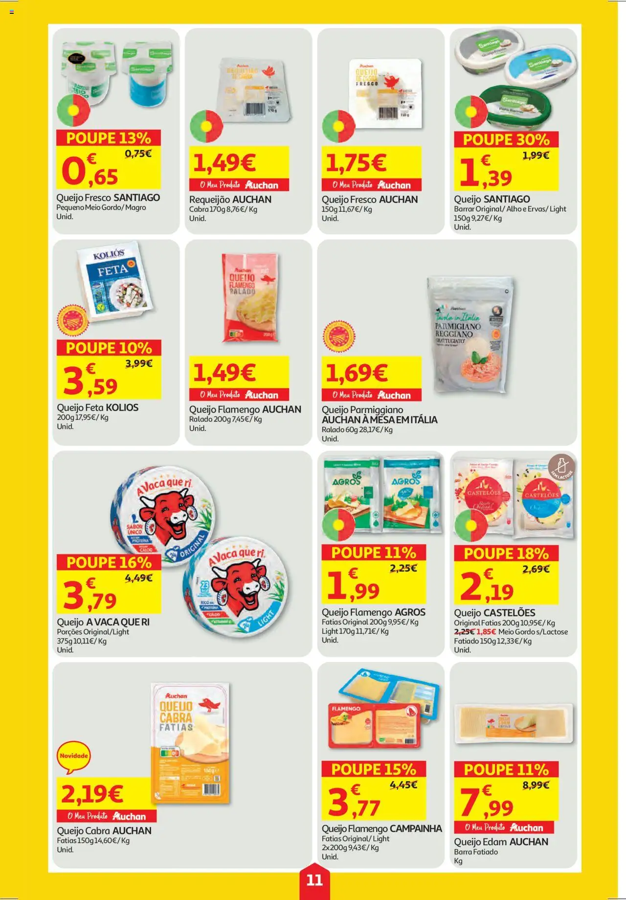 Auchan folheto │ válido de 11.09.2025 | Página: 11 | Produtos: Queijo, Requeijão, Queijo feta, Proteina