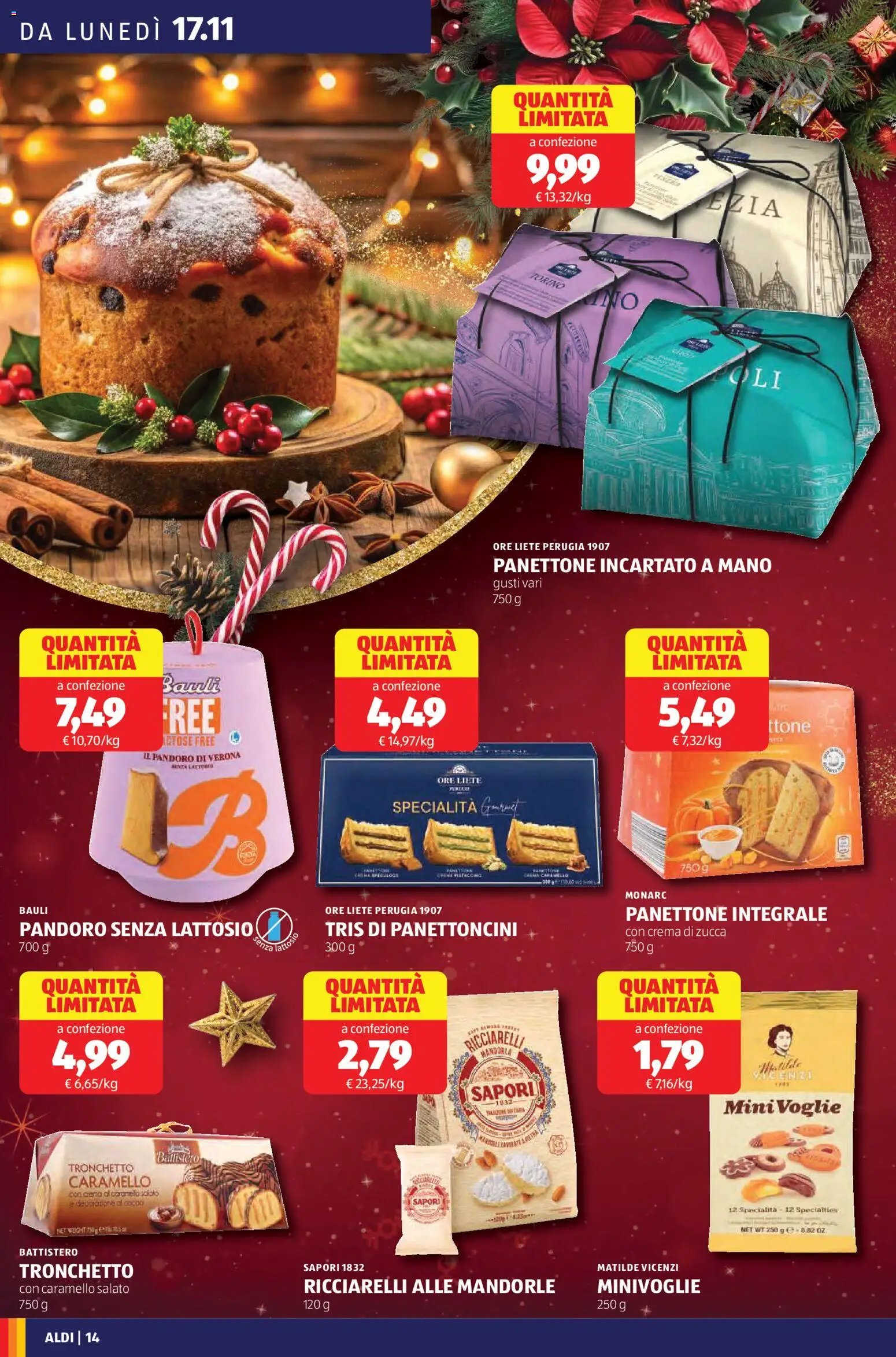 Volantino Aldi del 17.11.2025 | Pagina: 16 | Prodotti: Crema, Mandorle, Pandoro, Panettone