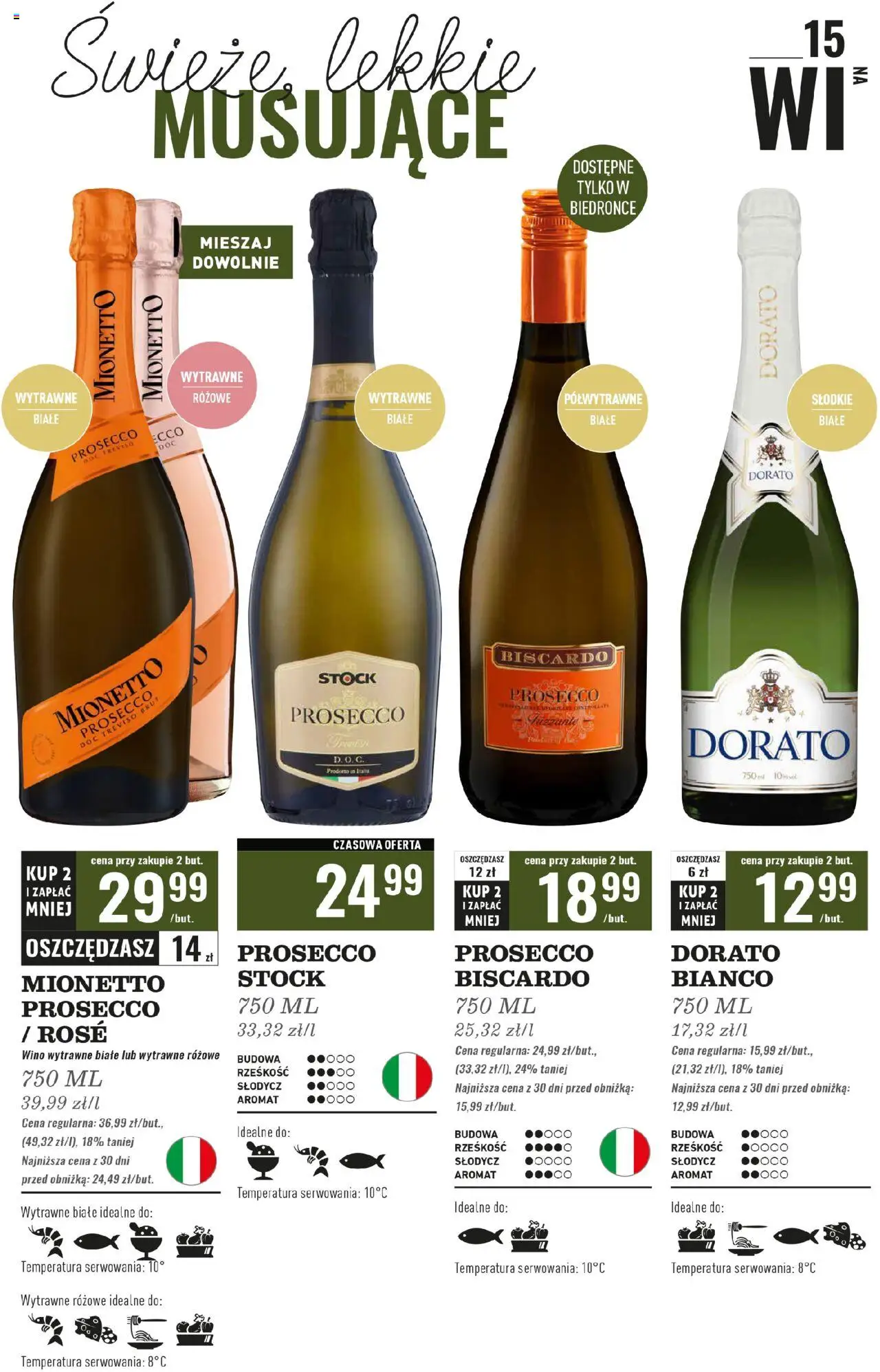 Biedronka gazetka - Czas na toast od 08.09.2025 | Strona: 15 | Produkty: Mionetto prosecco, Wino, Prosecco