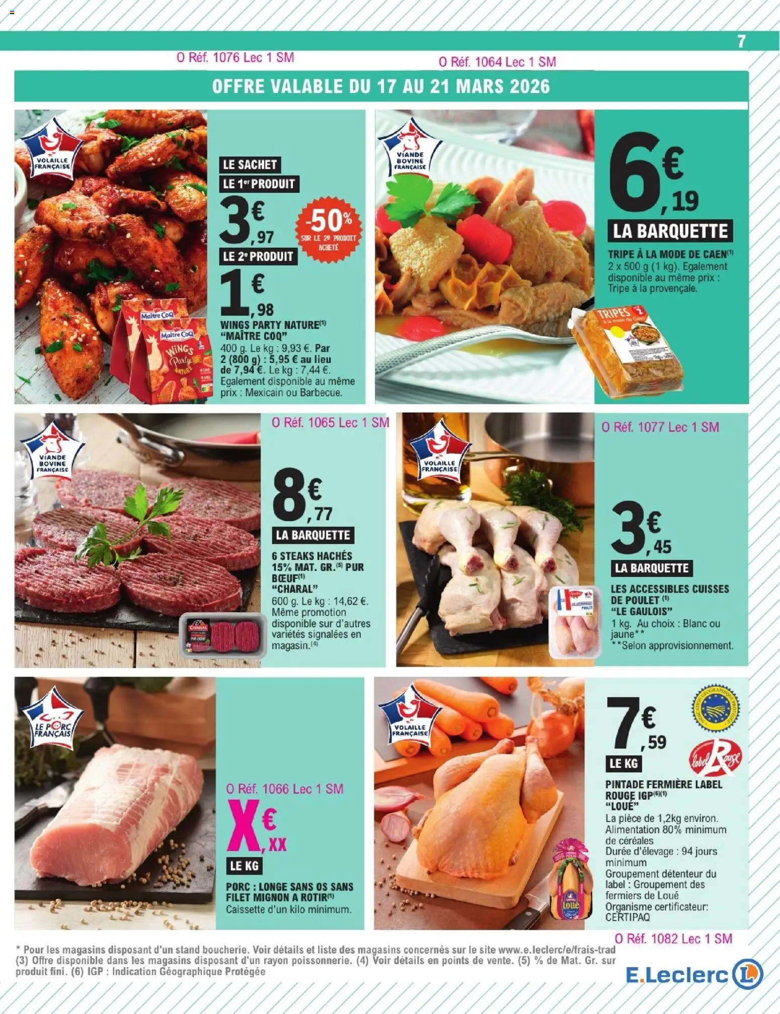 {H1} | Page: 7 | Produits: Cuisses de poulet, Viande, Porc, Viande bovine