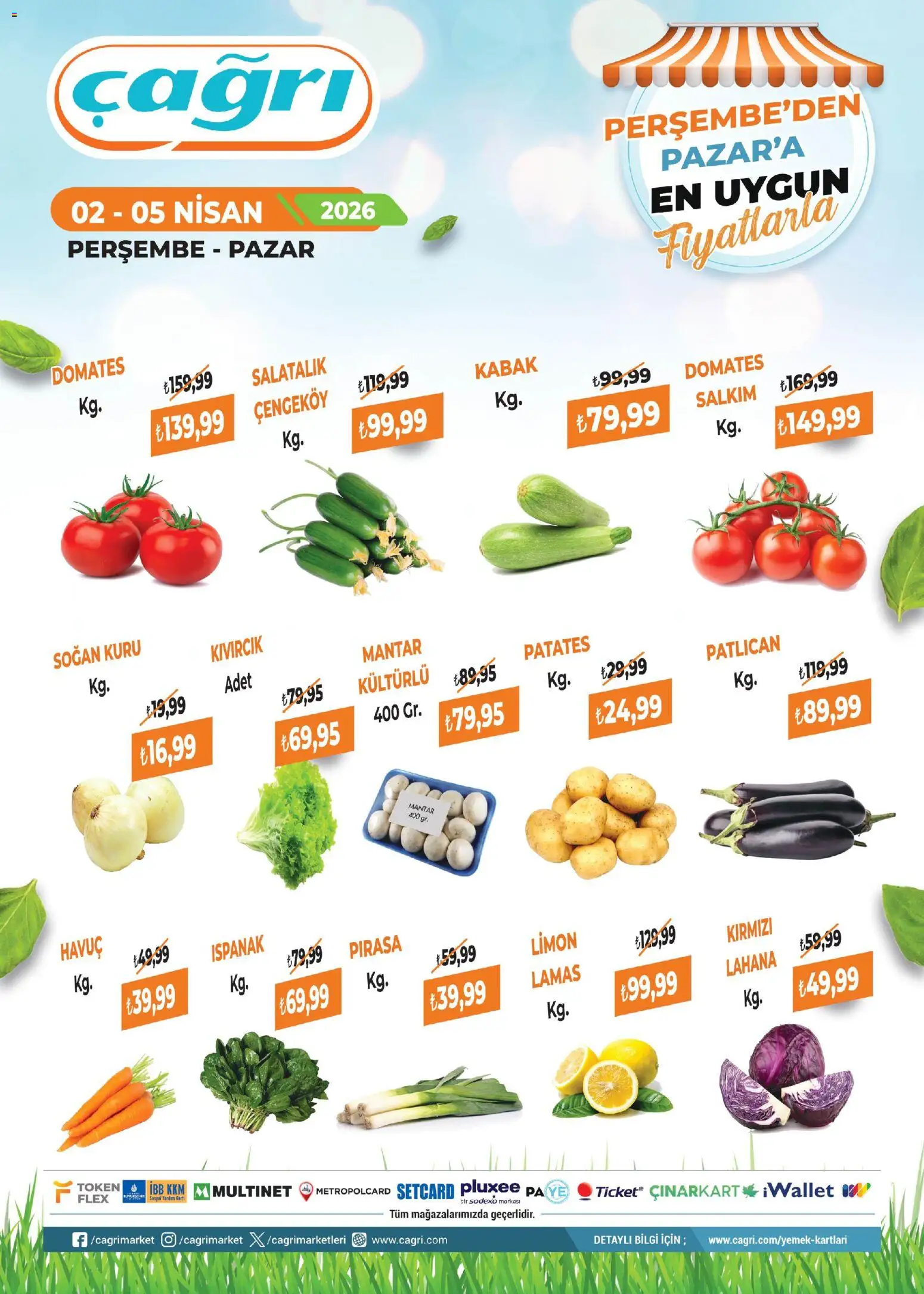 Çağrı Market - Manav Katalog - 02.04.2026 tarihinden itibaren geçerlidir | Sayfa: 2 | Ürünler: Kabak, Salatalık, Soğan, Limon