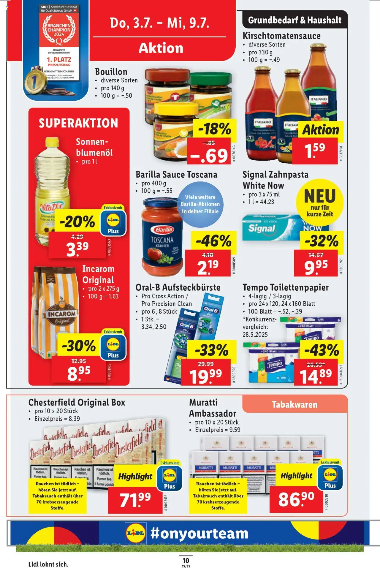 Lidl Aktionen ab 03.07.2025 | Seite: 10 | Produkte: Box, Barilla, Pasta, Toilettenpapier
