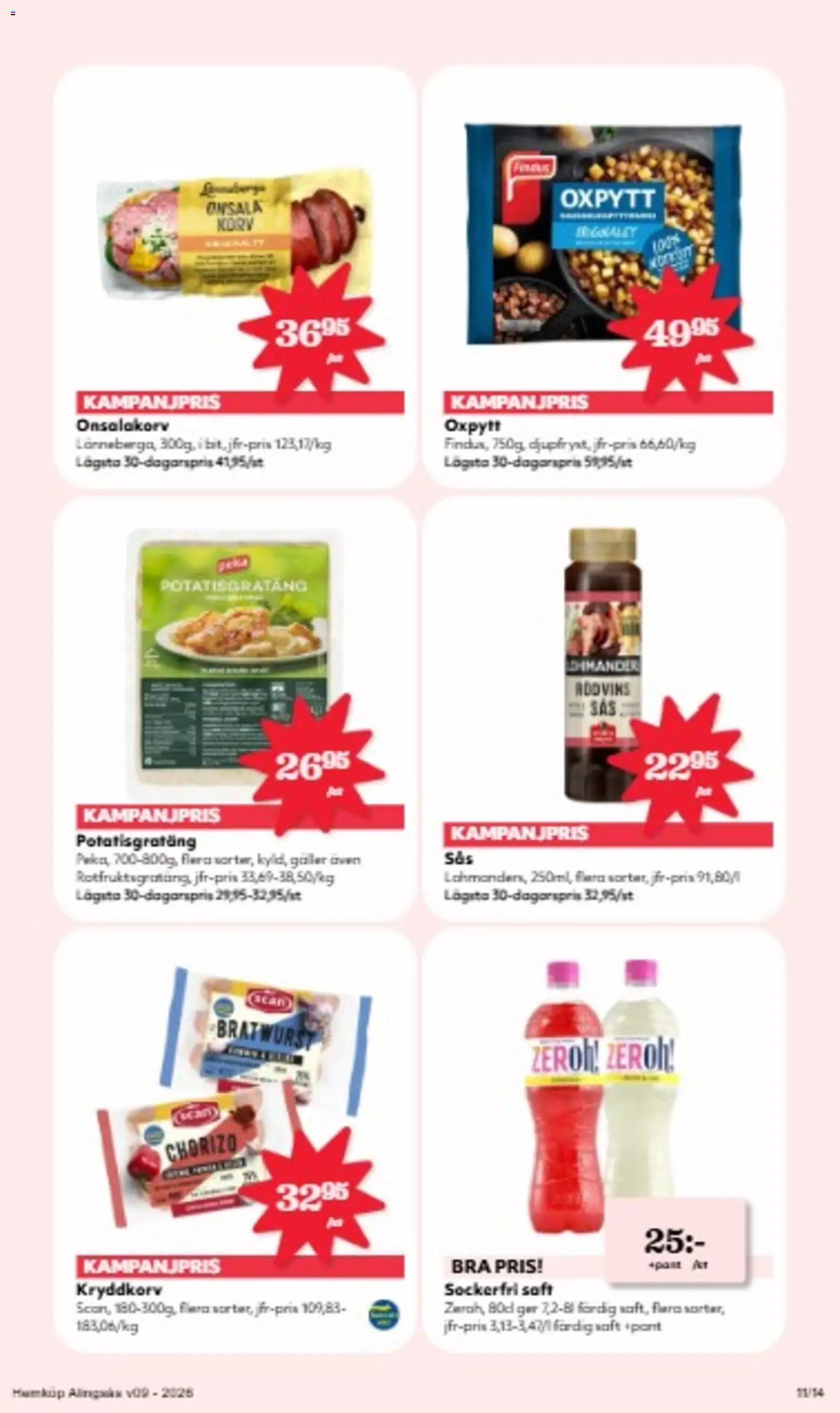 Hemköp reklamblad aktuell från 23.02.2026 | Sida: 11 | Produkter: Galler, Potatisgratäng, Chorizo